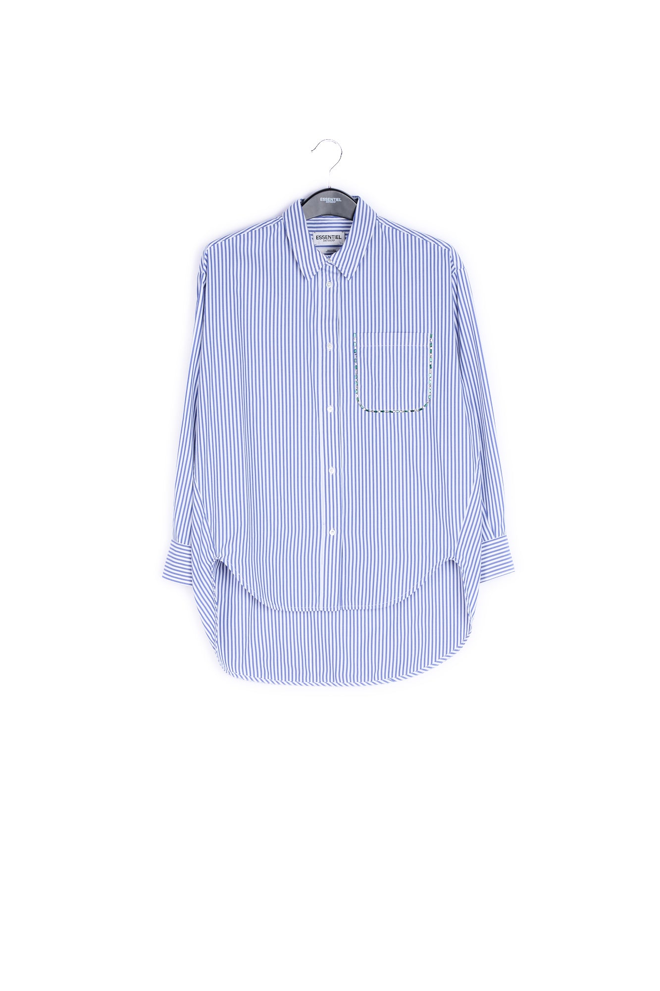 Blue and white striped shirt with rhinestone-embellishment RE—SSENTIEL | Essentiel second hand