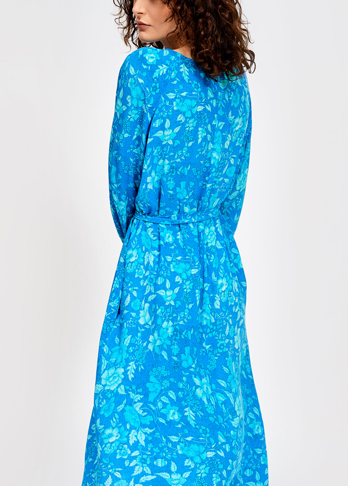 Printed blue silk shirt dress RE—SSENTIEL | Essentiel second hand