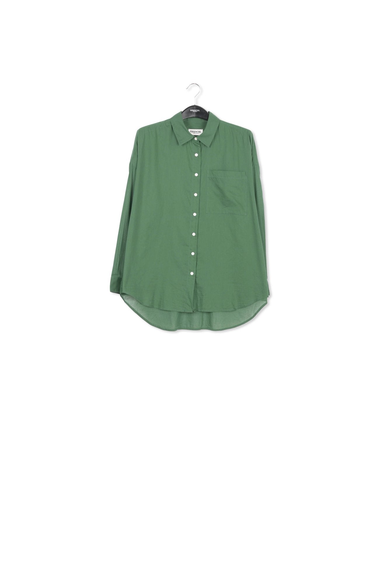 Dark green oversized cotton-voile shirt RE—SSENTIEL | Essentiel second hand