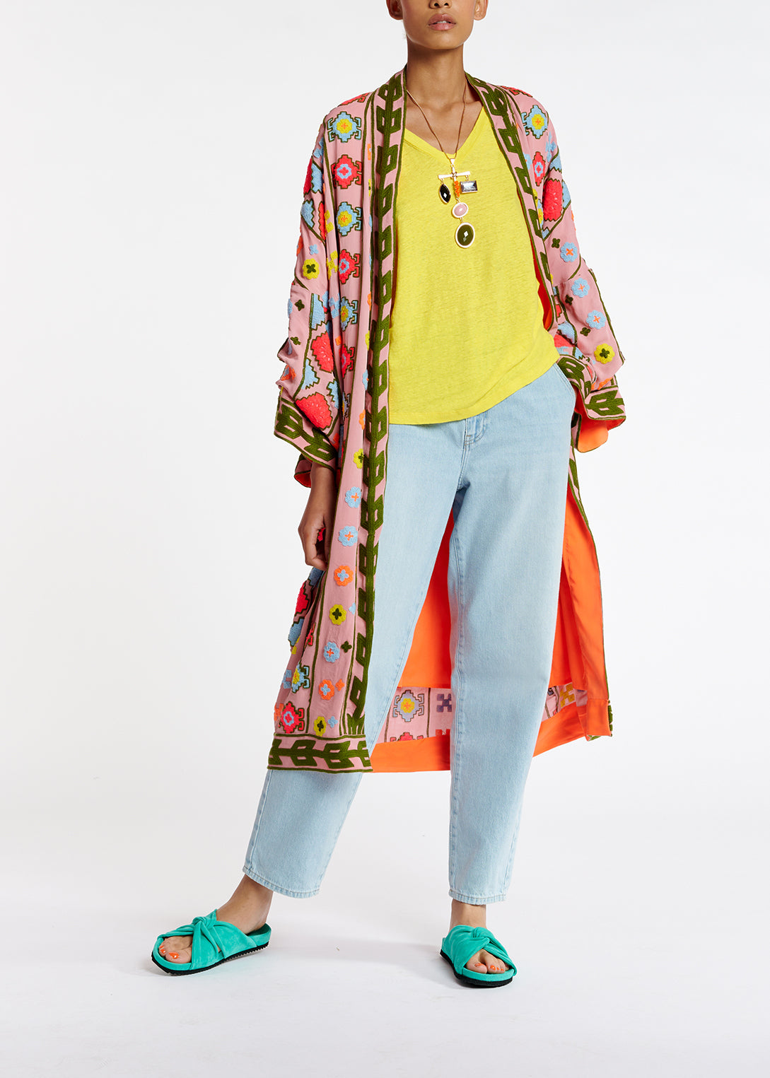 Yellow linen V-neck T-shirt RE—SSENTIEL | Essentiel second hand