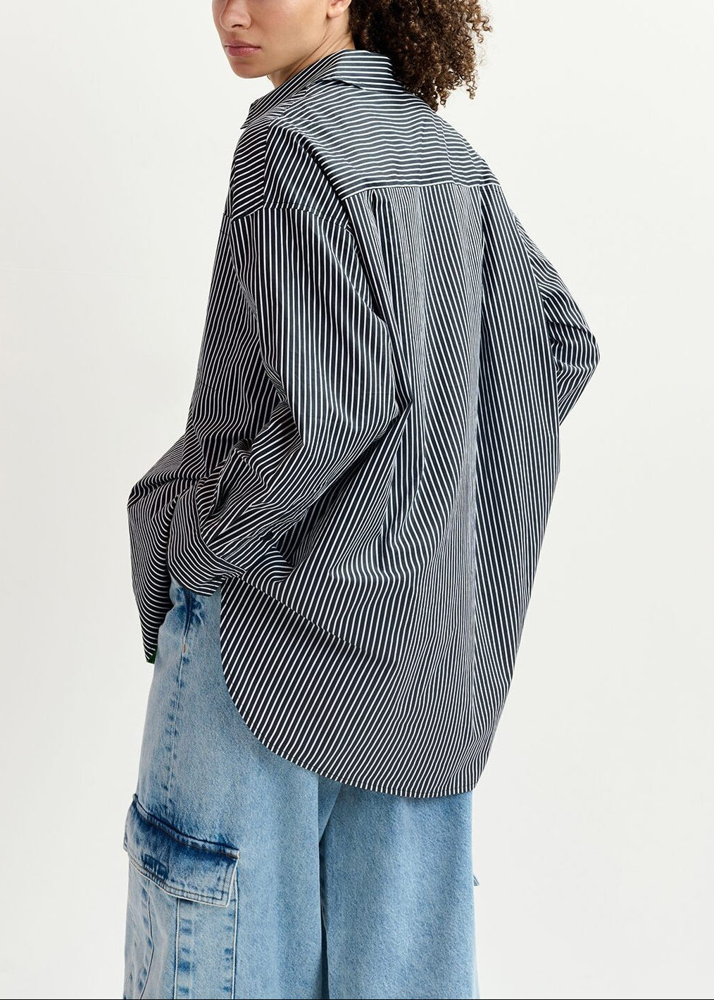 Reversible navy blue and white striped shirt RE—SSENTIEL | Essentiel second hand