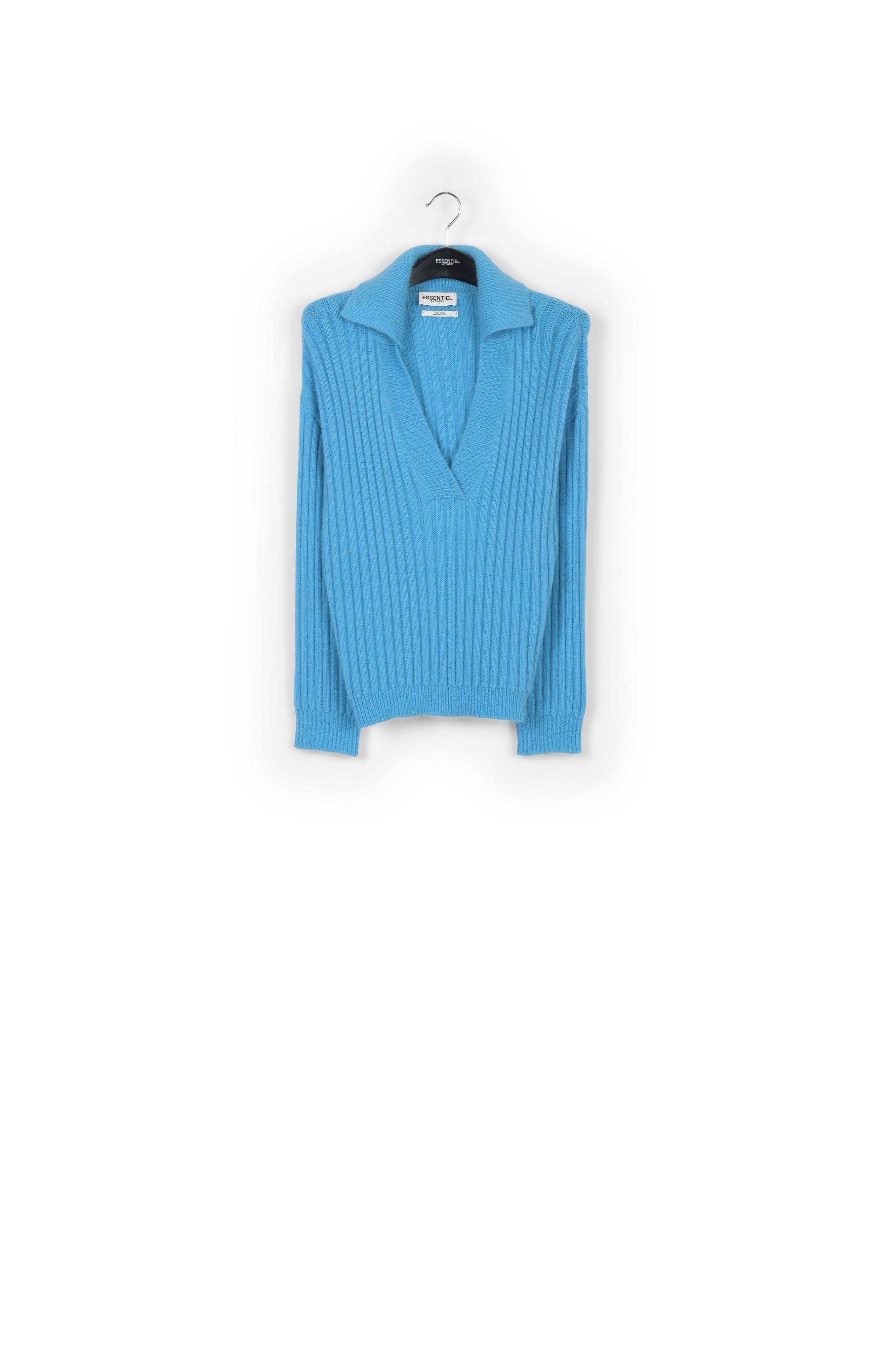 Pull en côtes bleu à encolure v RE—SSENTIEL | Essentiel second hand