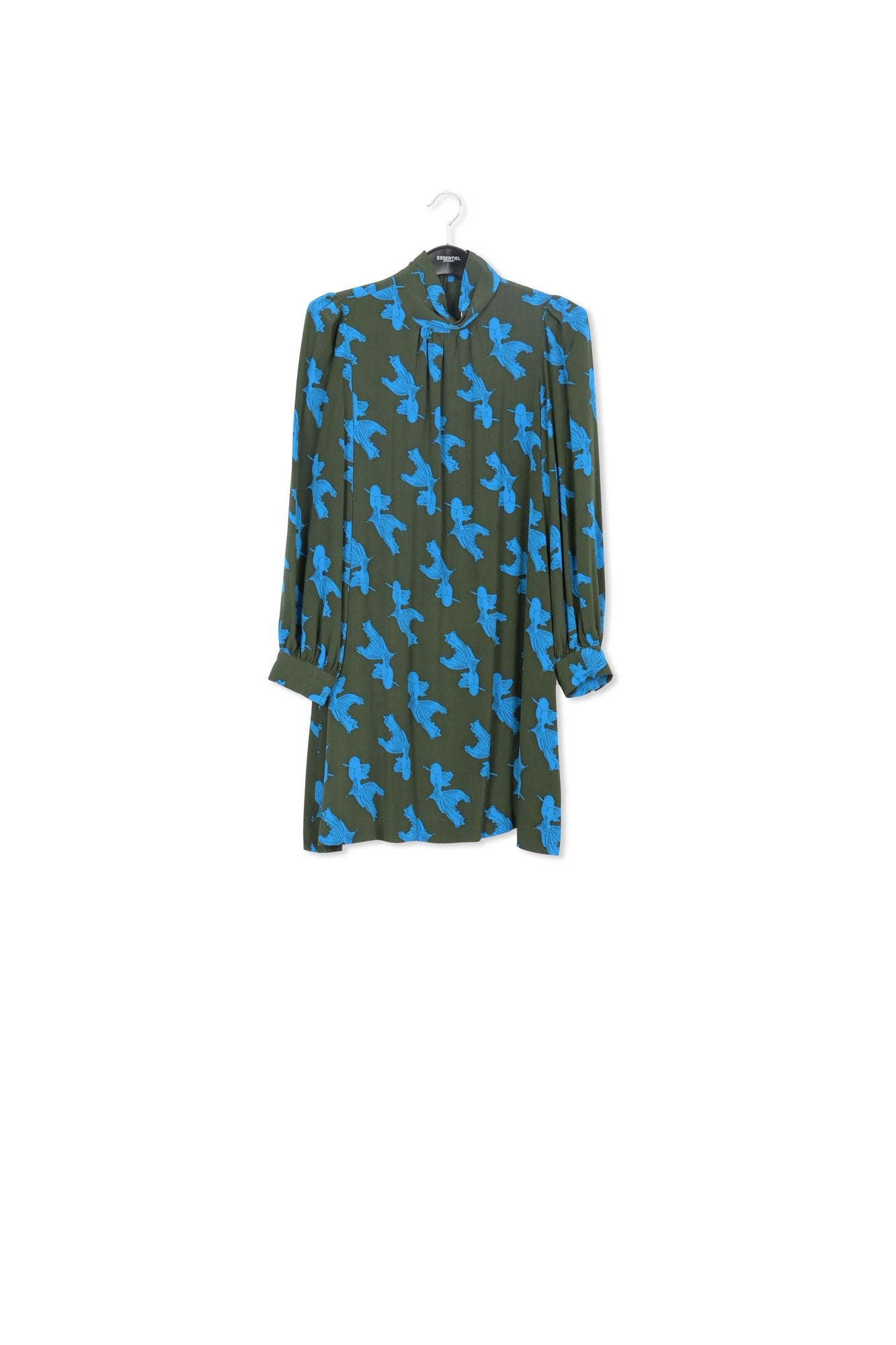 Mini-robe kaki et turquoise à imprimé graphique RE—SSENTIEL | Essentiel second hand