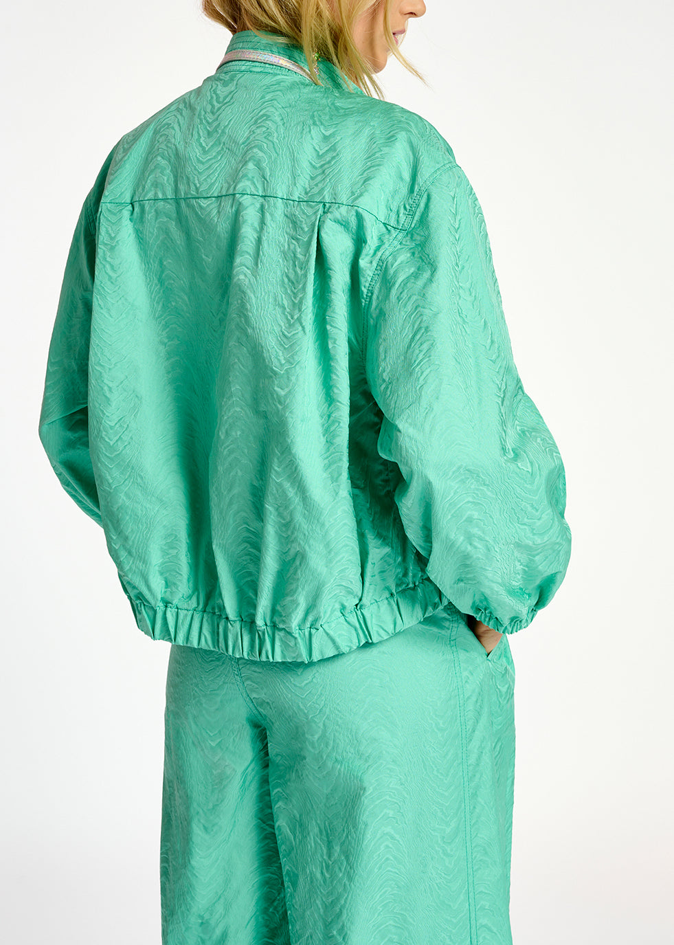 Blouson aviateur en jacquard turquoise RE—SSENTIEL | Essentiel second hand