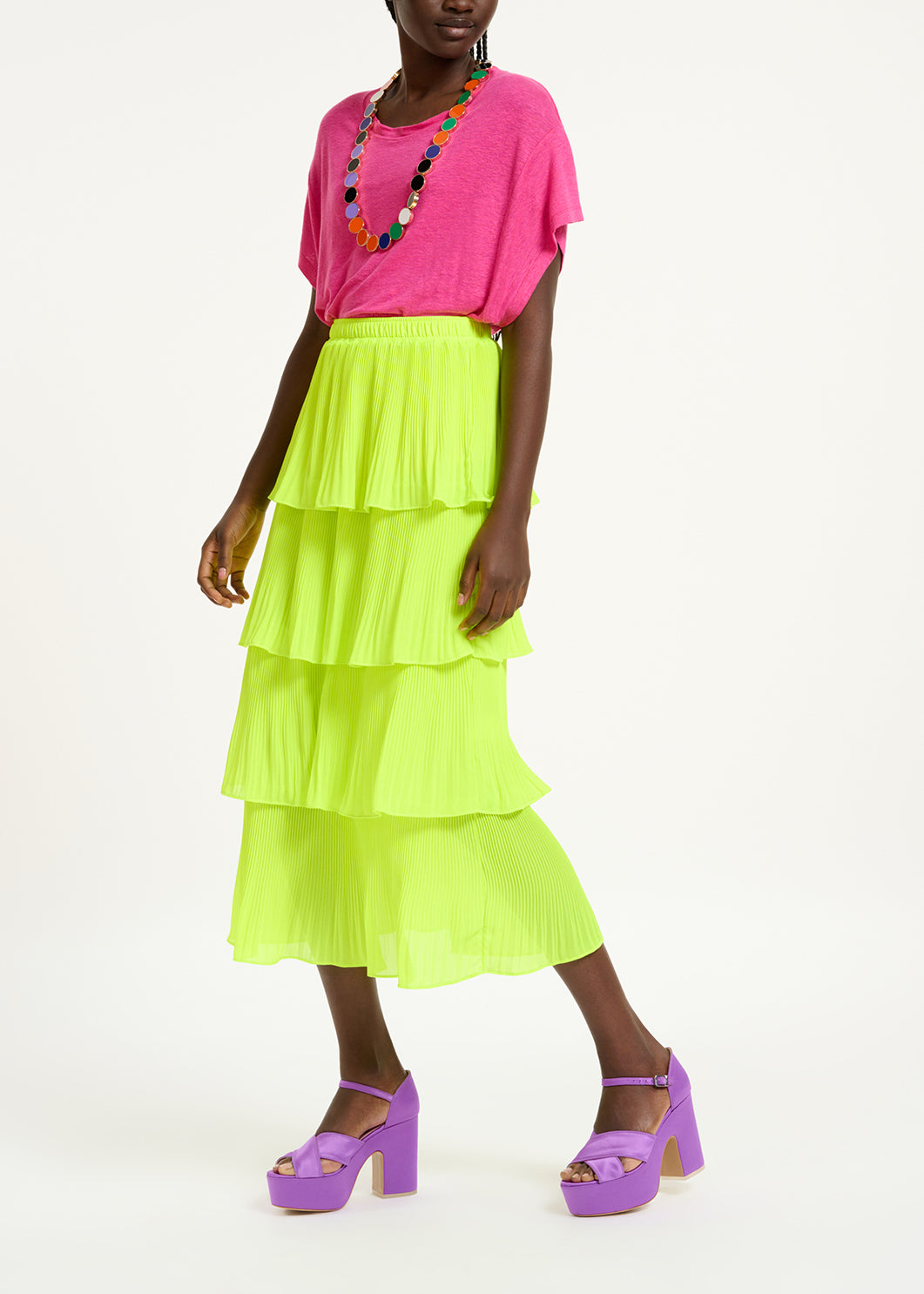 Fuchsia linen T-shirt RE—SSENTIEL | Essentiel second hand