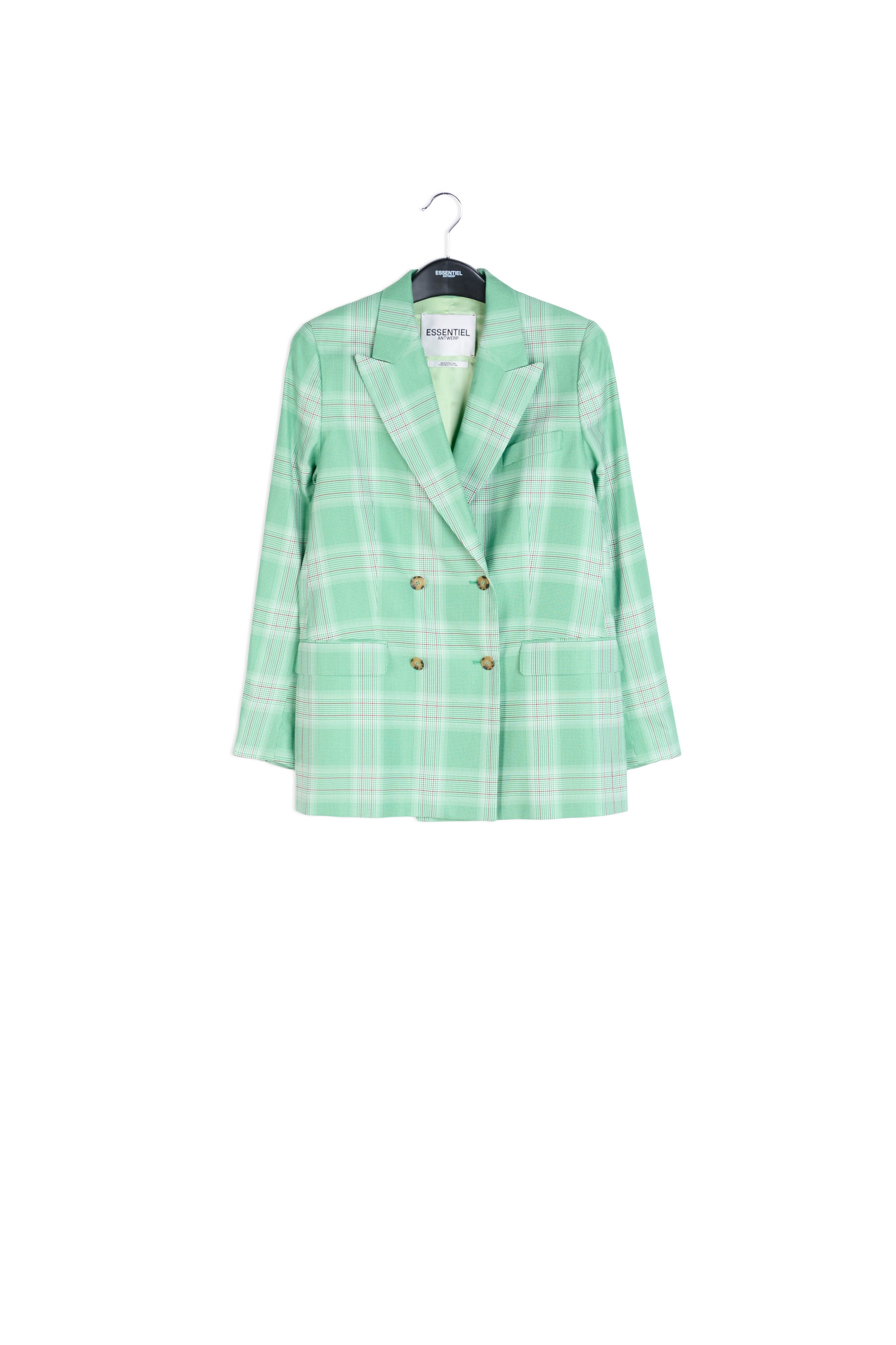 Veste croisée en tartan vert RE—SSENTIEL | Essentiel second hand
