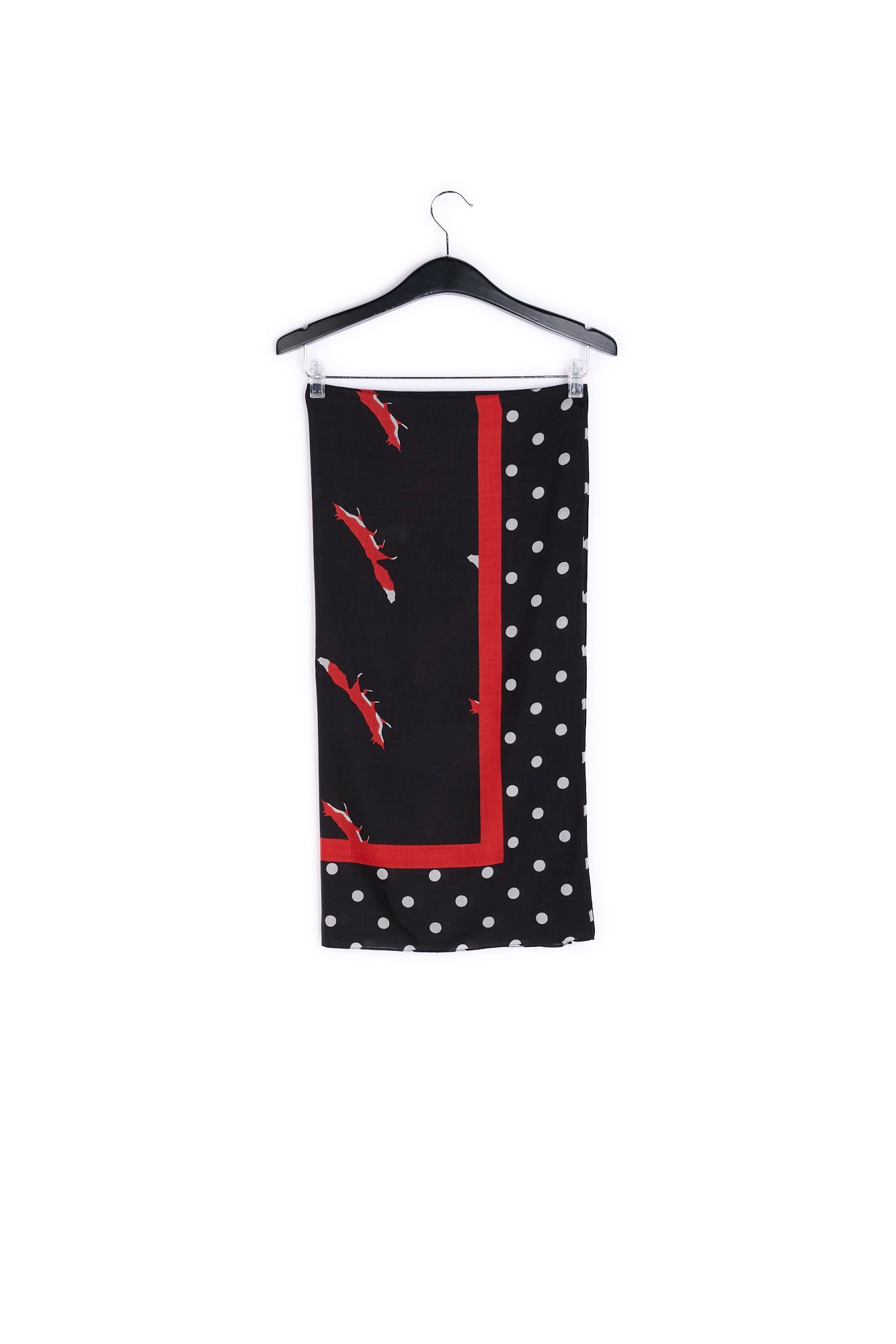 Black scarf with polka dots and foxes RE—SSENTIEL | Essentiel second hand