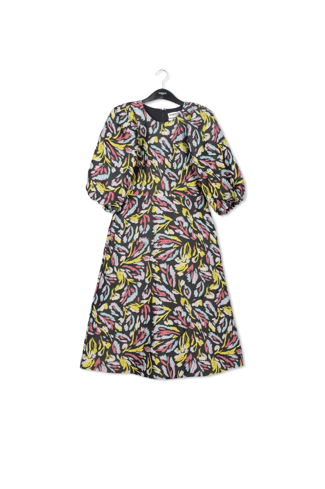 Black, yellow and lilac jacquard midi dress RE—SSENTIEL | Essentiel second hand