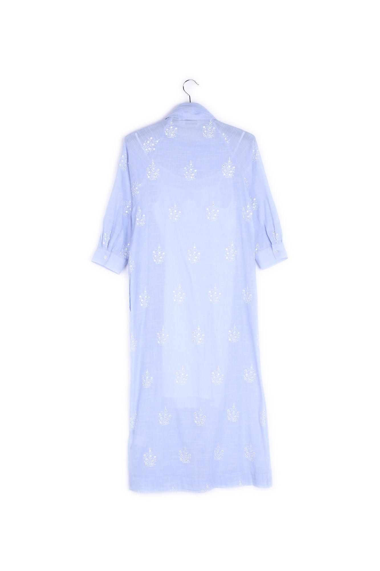 Light blue embellished embroidered cotton shirt dress RE—SSENTIEL | Essentiel second hand