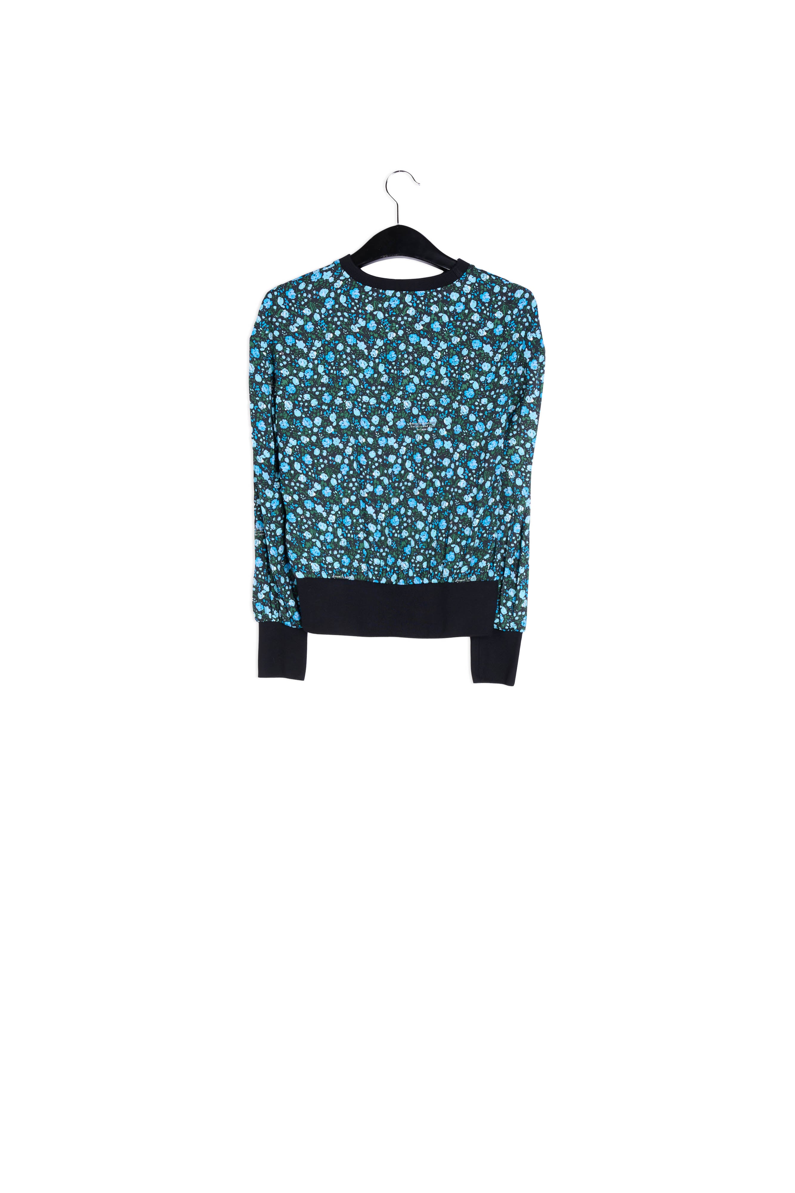 Blue and turquoise print top with contrast ribs RE—SSENTIEL | Essentiel second hand
