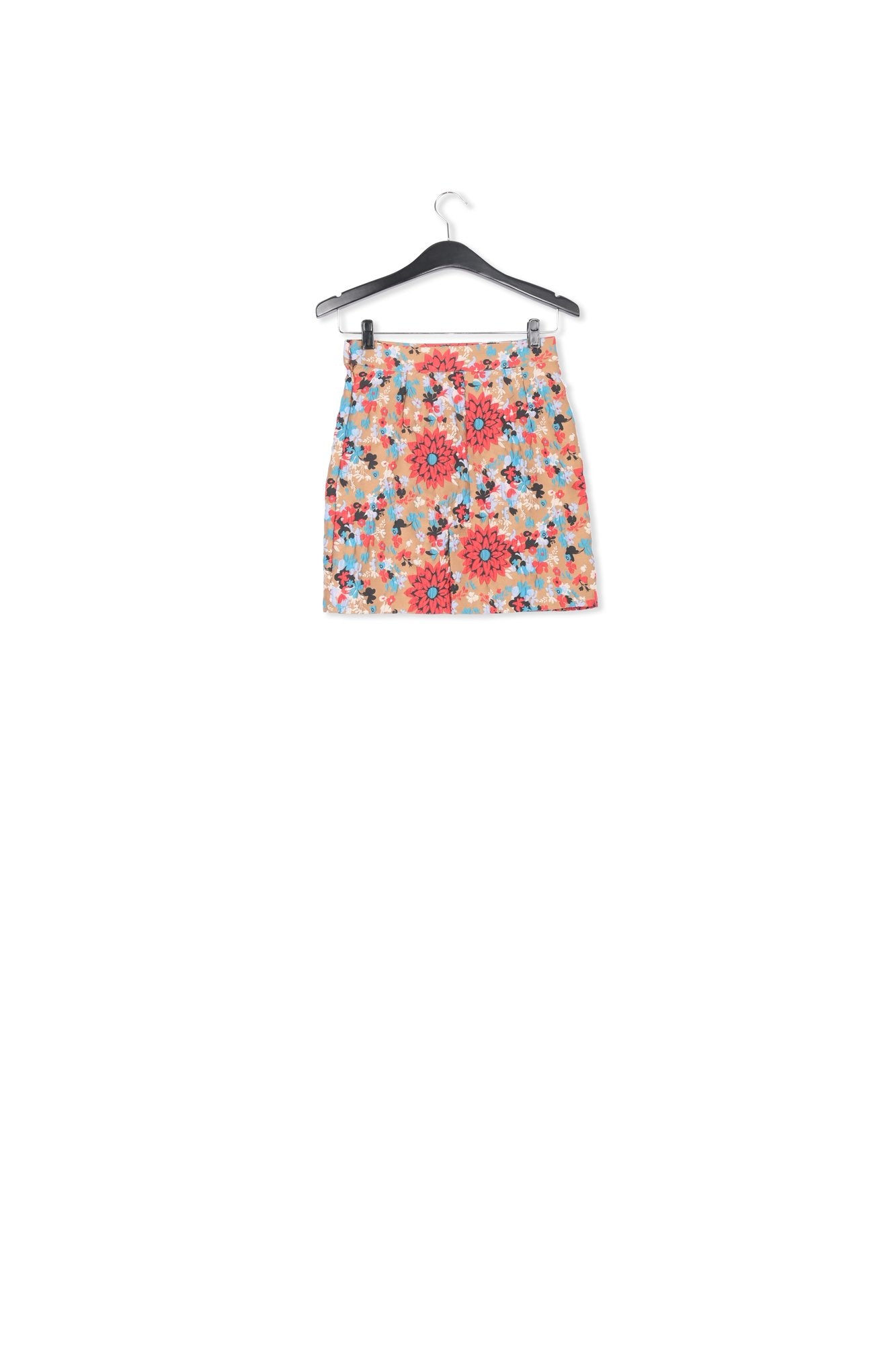 Camel floral jacquard mini skirt RE—SSENTIEL | Essentiel second hand