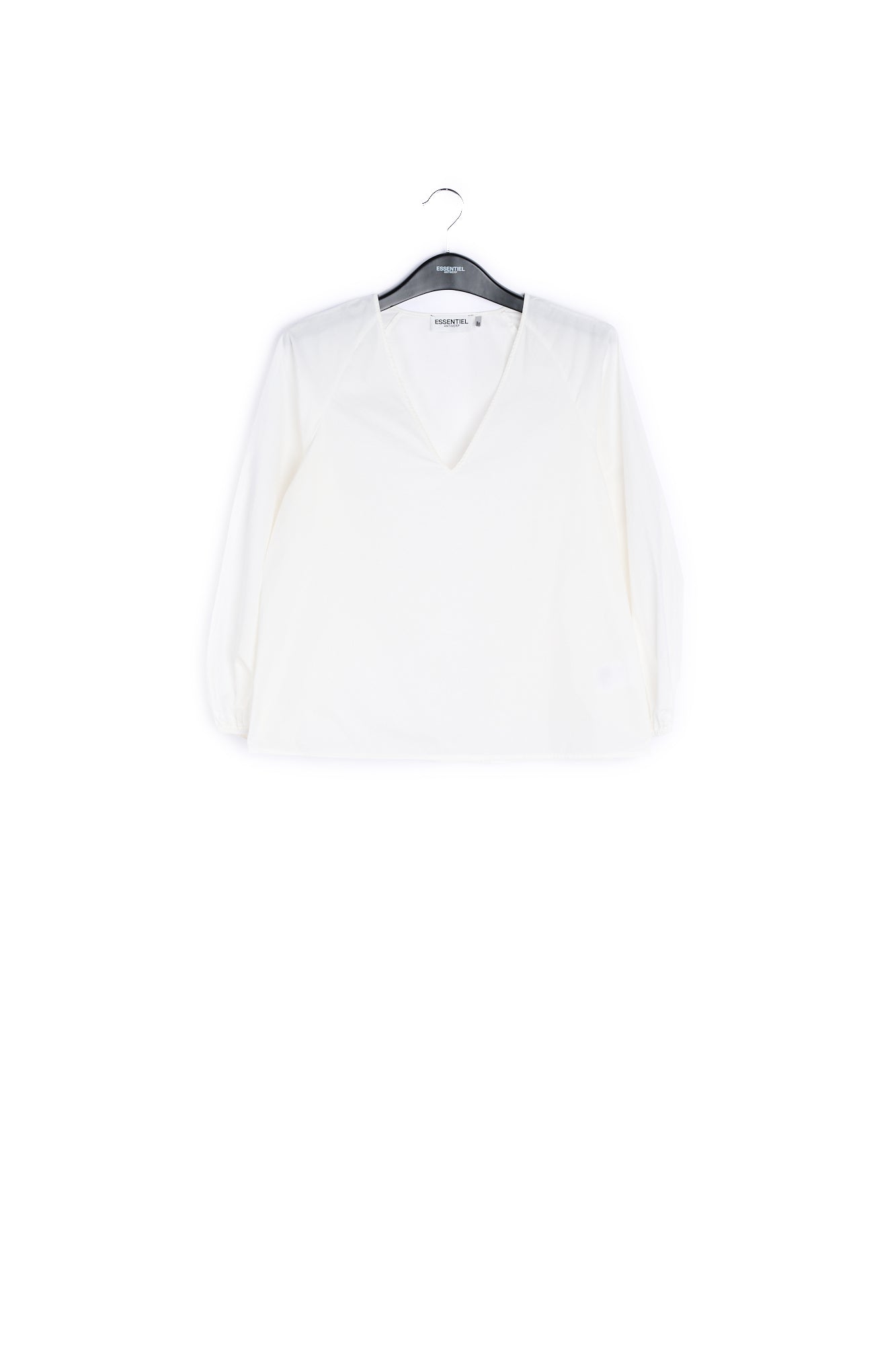 White V-neck top with puffed sleeves RE—SSENTIEL | Essentiel second hand