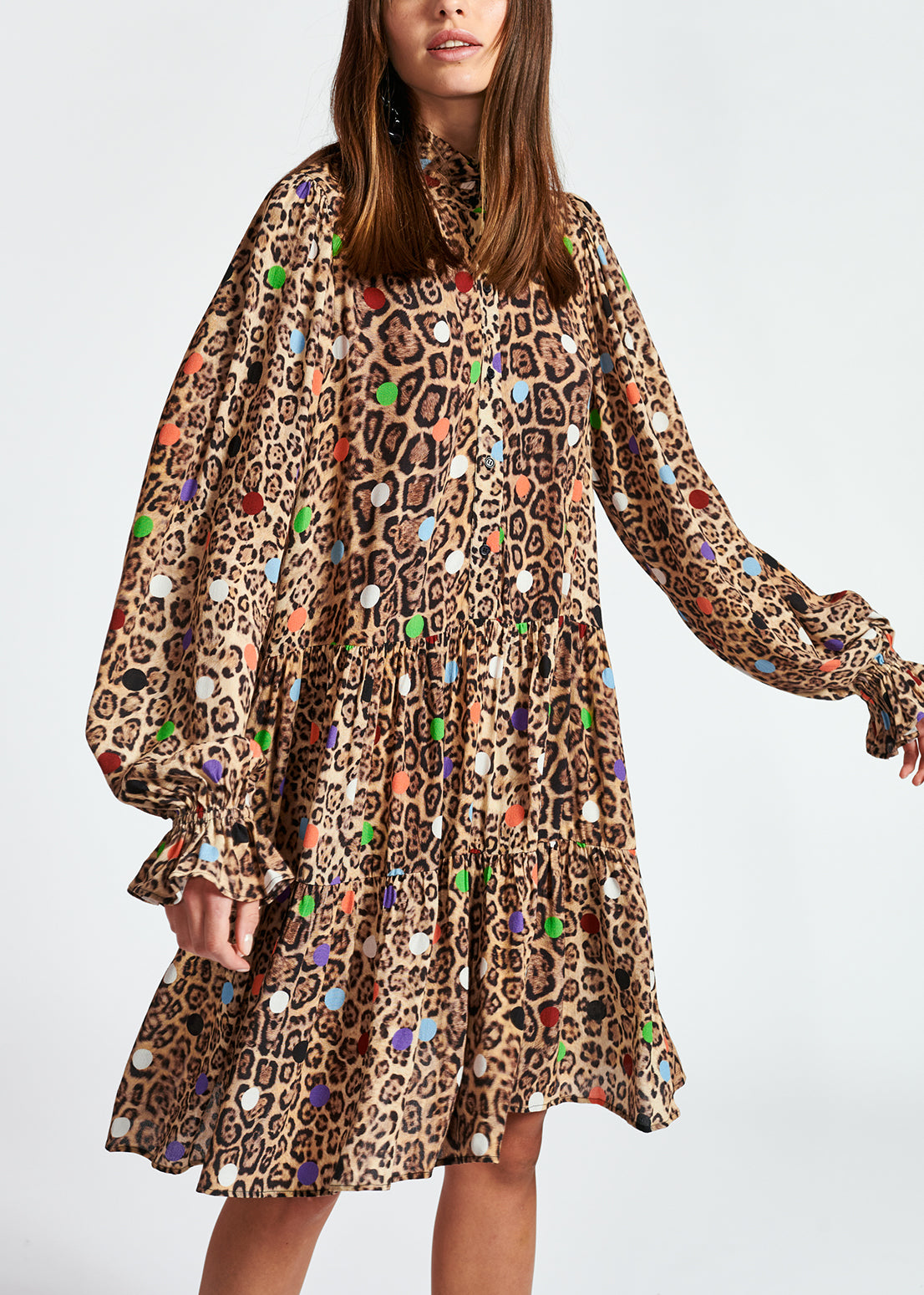 Leopard print and dots A-line mini dress RE—SSENTIEL | Essentiel second hand