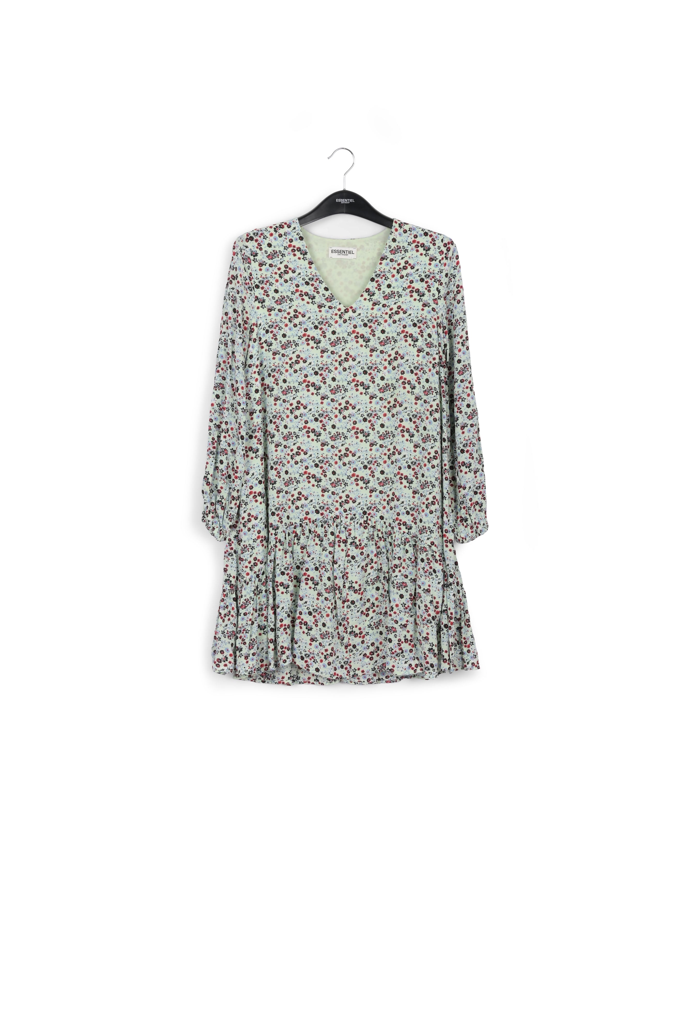Mint green floral-print wrap mini dress RE—SSENTIEL | Essentiel second hand