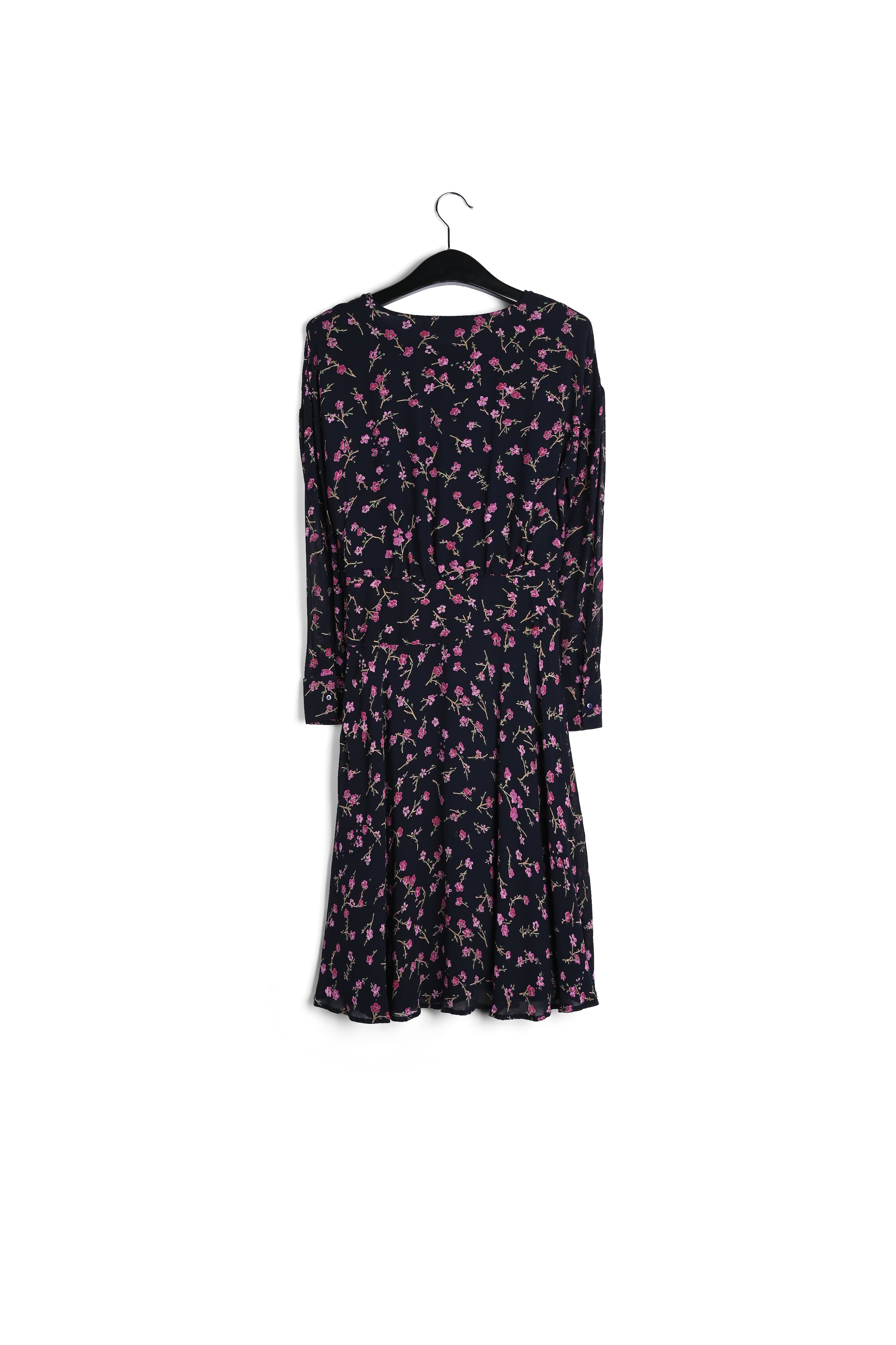 Robe florale bleue foncé avec fleurs de cerisier RE—SSENTIEL | Essentiel second hand