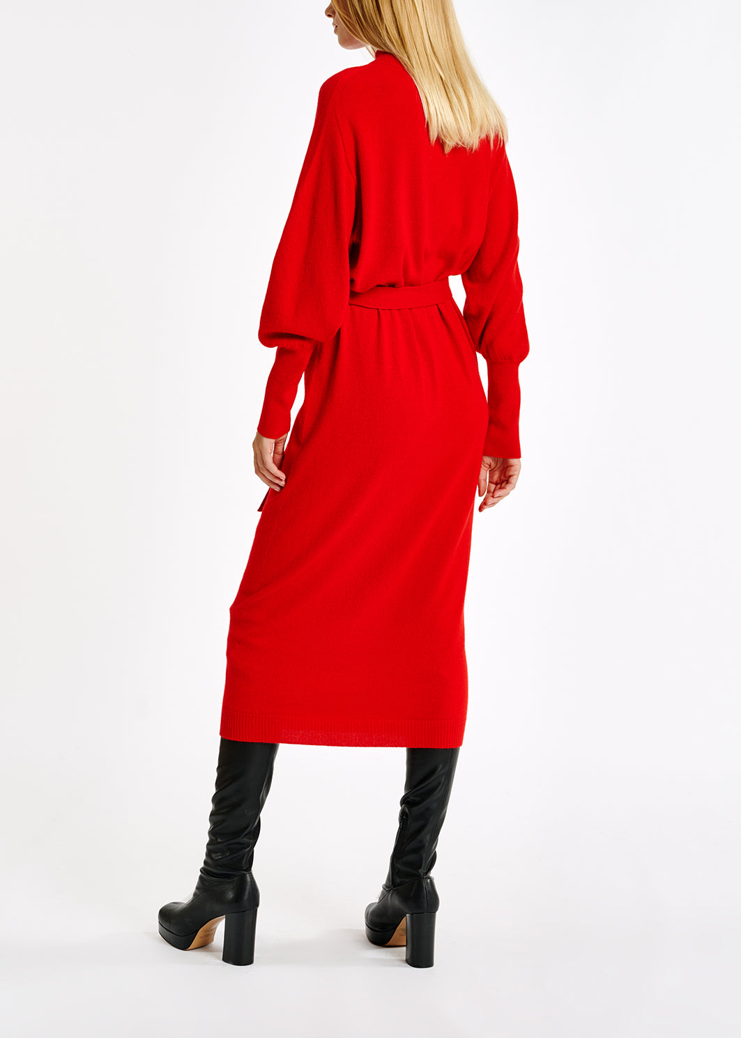 Orange midi-length merino wool blend knit dress RE—SSENTIEL | Essentiel second hand