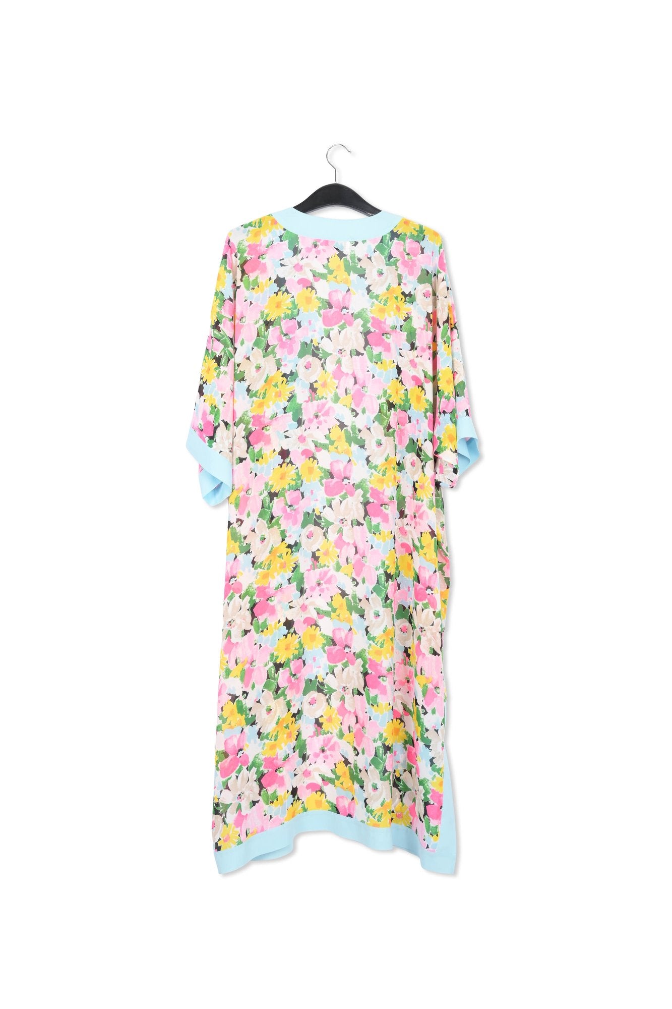 Kimono fleuri bleu clair, rose et vert RE—SSENTIEL | Essentiel second hand