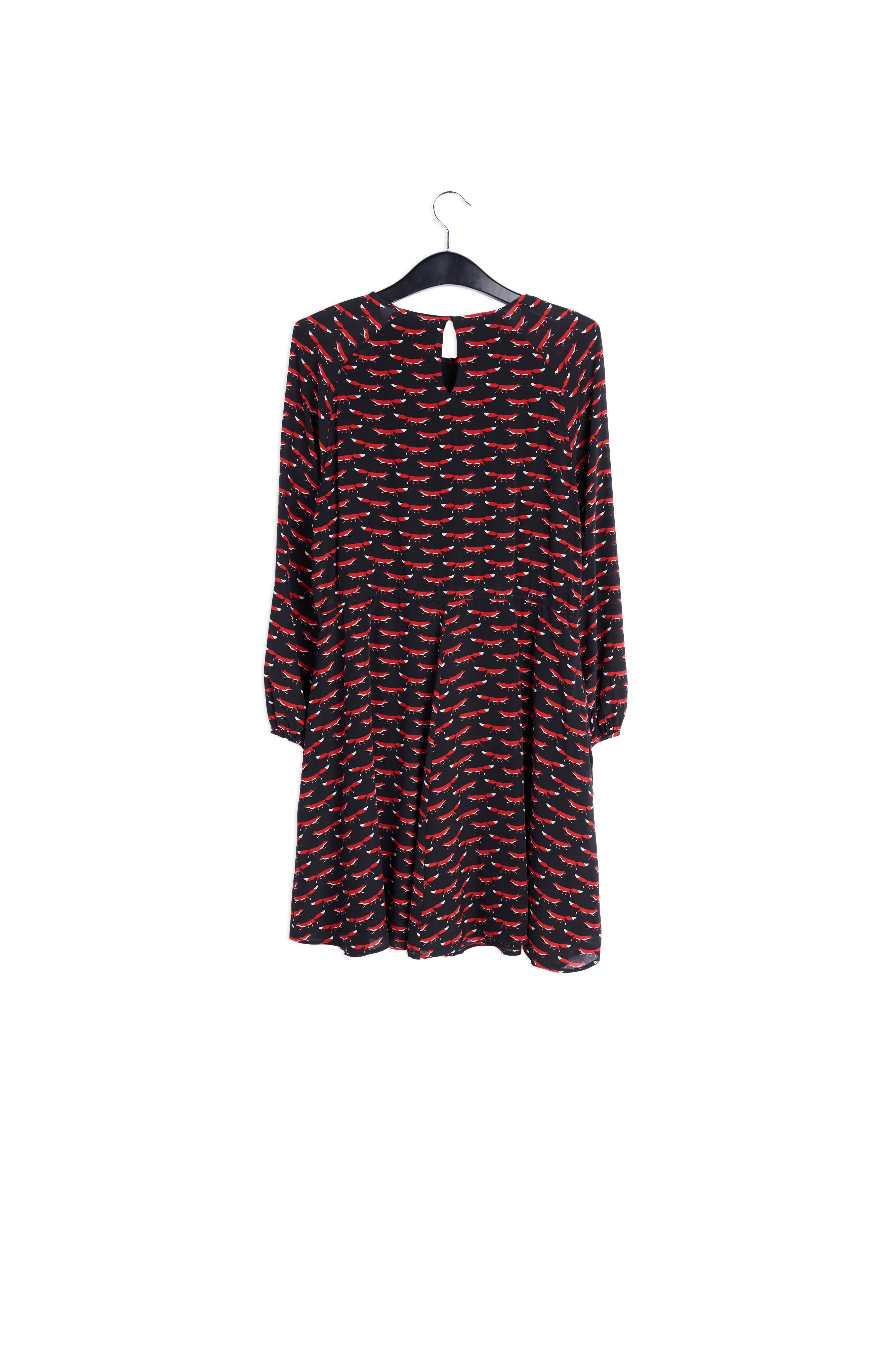 Black silk mini dress with fox print RE—SSENTIEL | Essentiel second hand