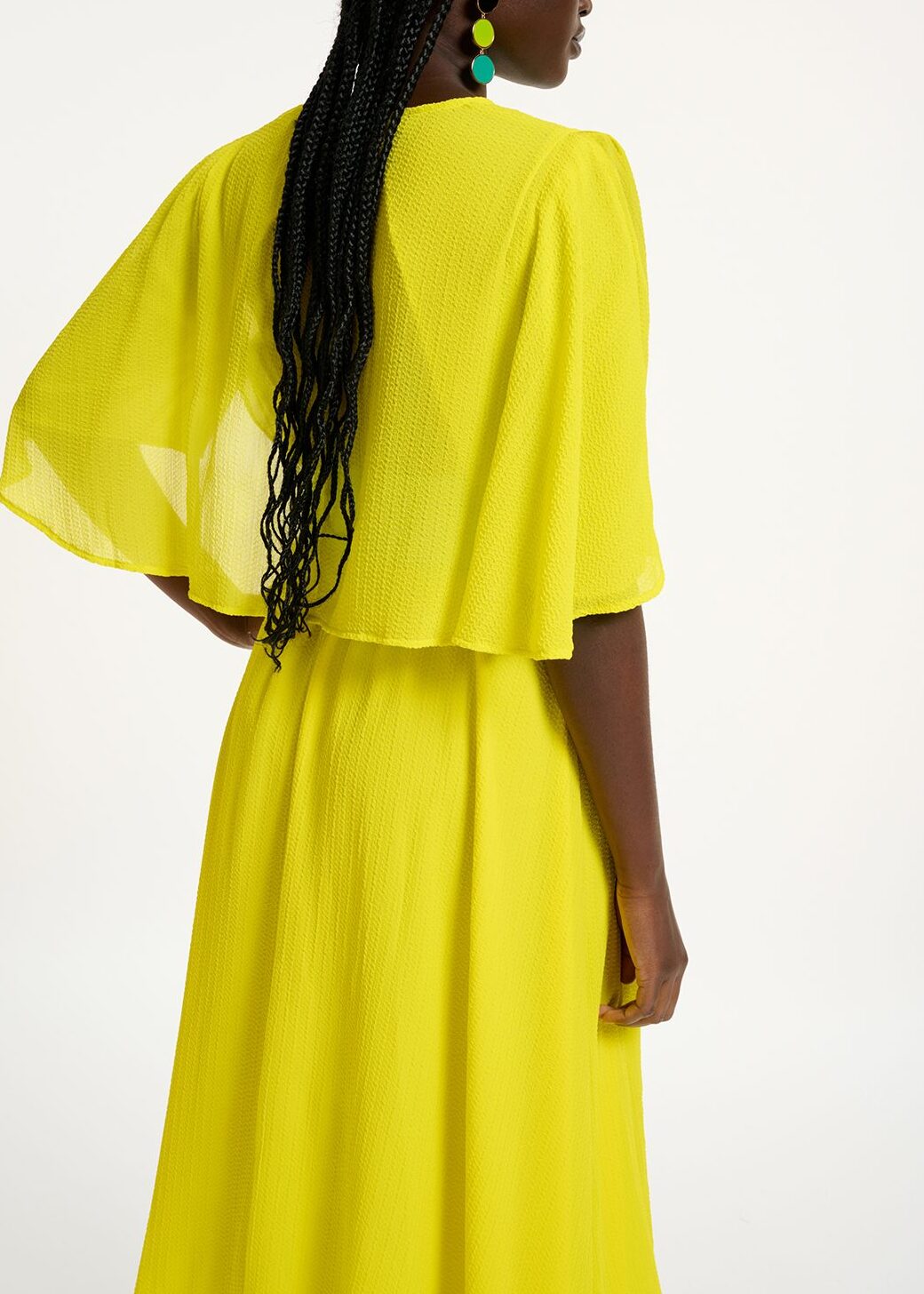 Robe midi jaune à manches cape RE—SSENTIEL | Essentiel second hand