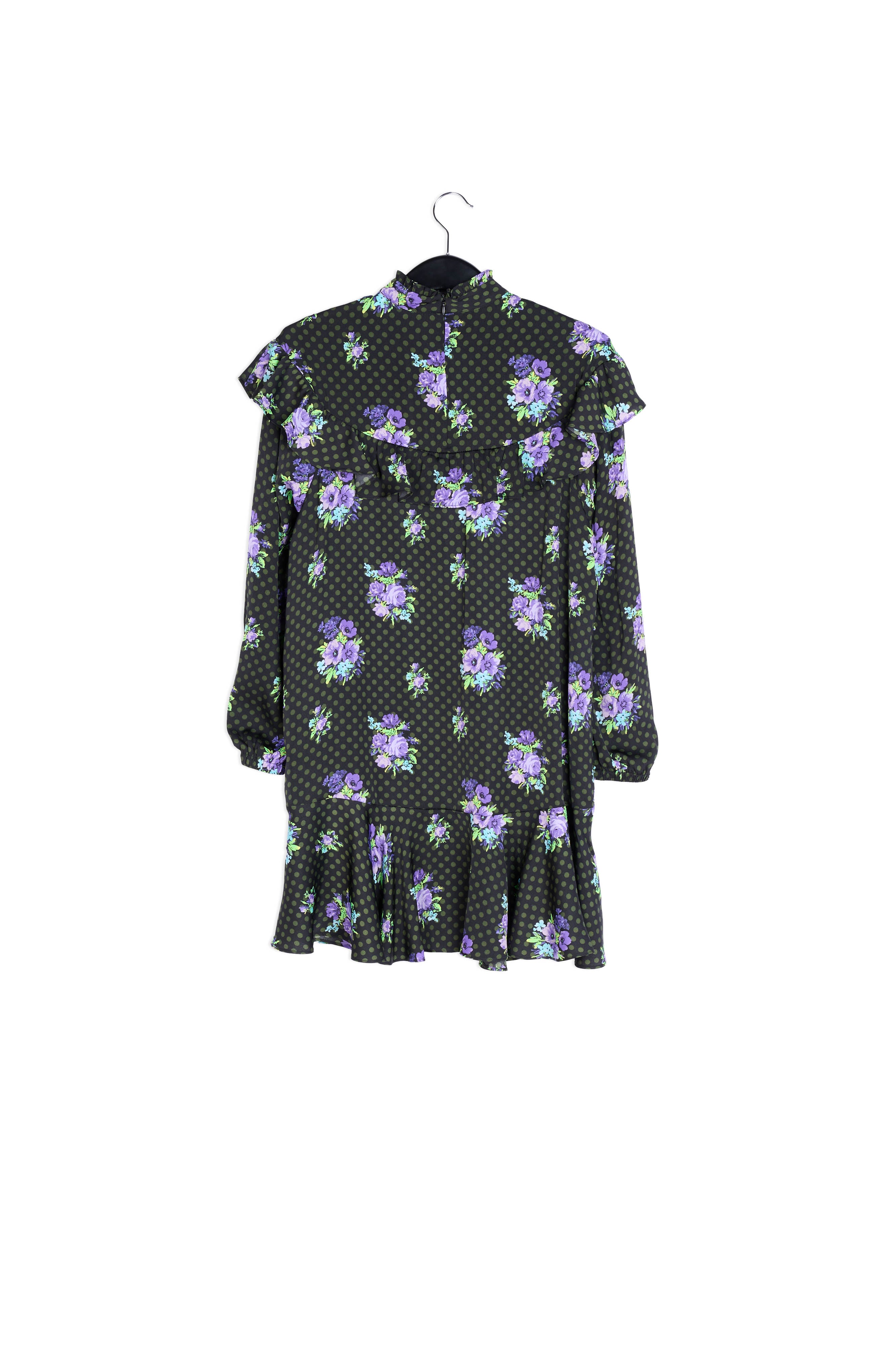 Black and purple ruffled a-line dress RE—SSENTIEL | Essentiel second hand