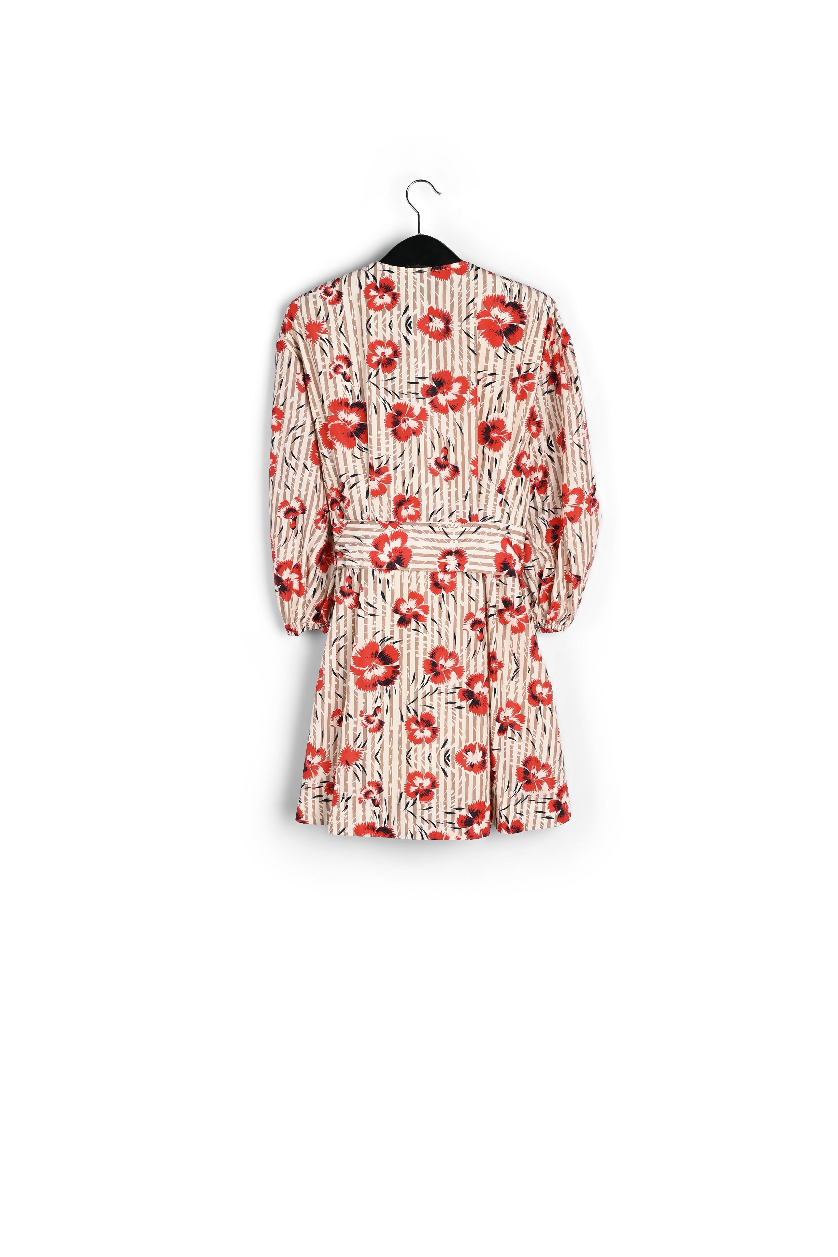 Red and brown floral print mini-length wrap dress RE—SSENTIEL | Essentiel second hand
