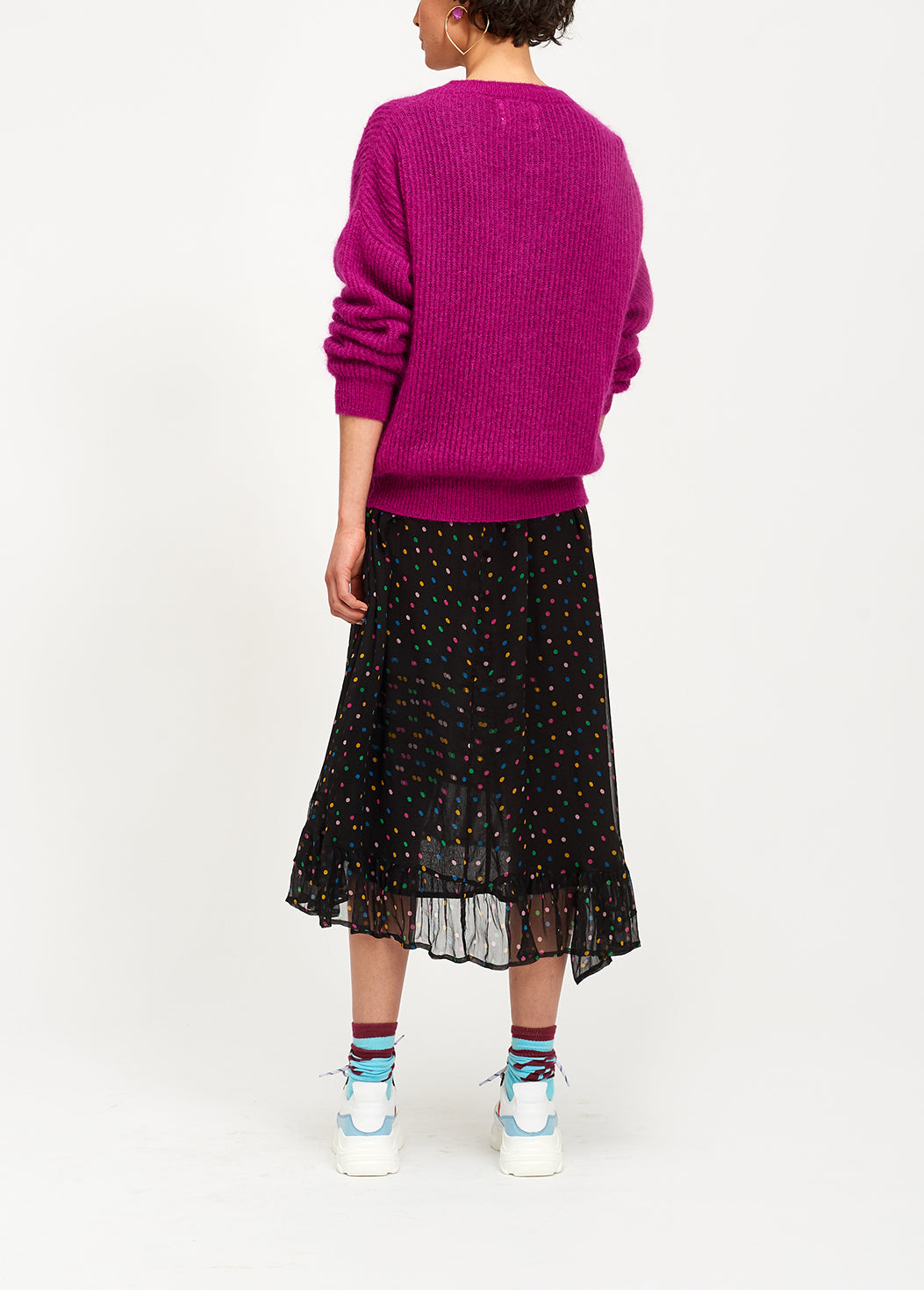 Purple mohair blend v-neck sweater RE—SSENTIEL | Essentiel second hand