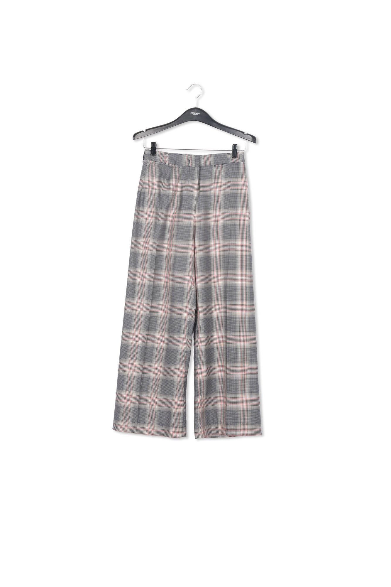Grey plaid wide-leg pants RE—SSENTIEL | Essentiel second hand