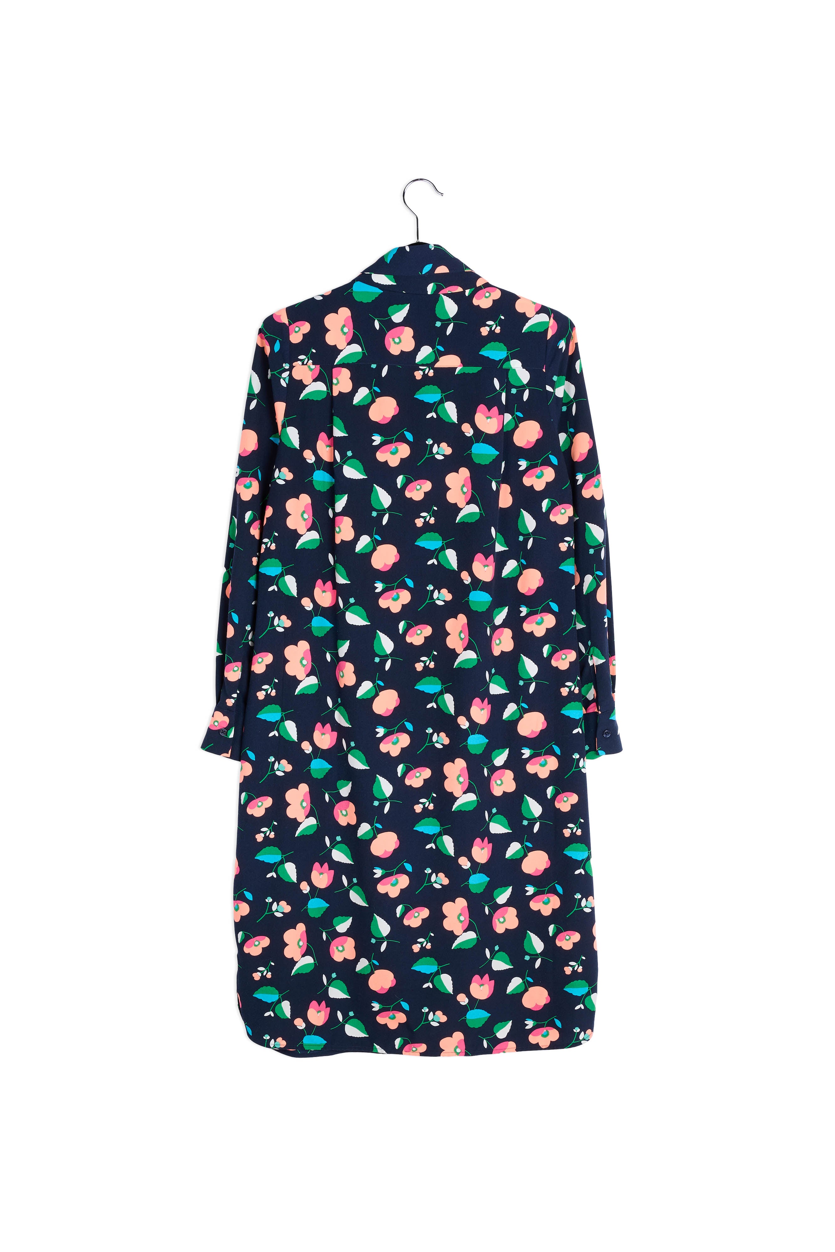 Marineblauwe overhemdjurk met bloemenprint RE—SSENTIEL | Essentiel second hand