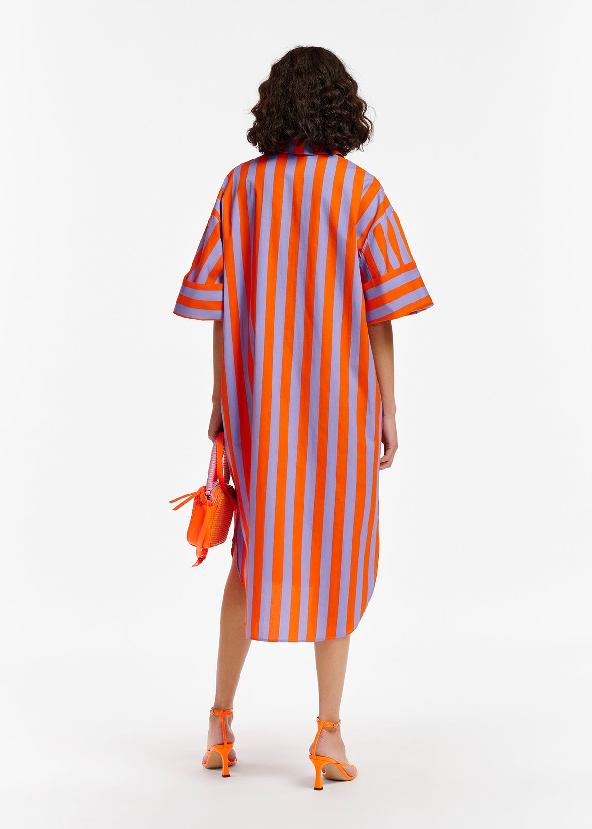 Orange and lilac striped cotton shirt dress RE—SSENTIEL | Essentiel second hand