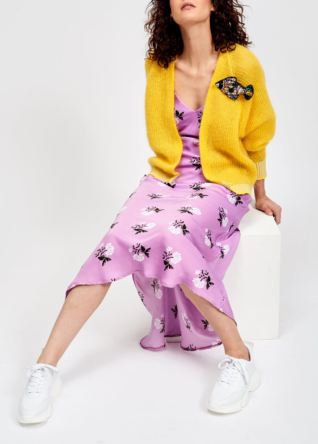 Yellow ribbed open cardigan with accentuated trims RE—SSENTIEL | Essentiel second hand