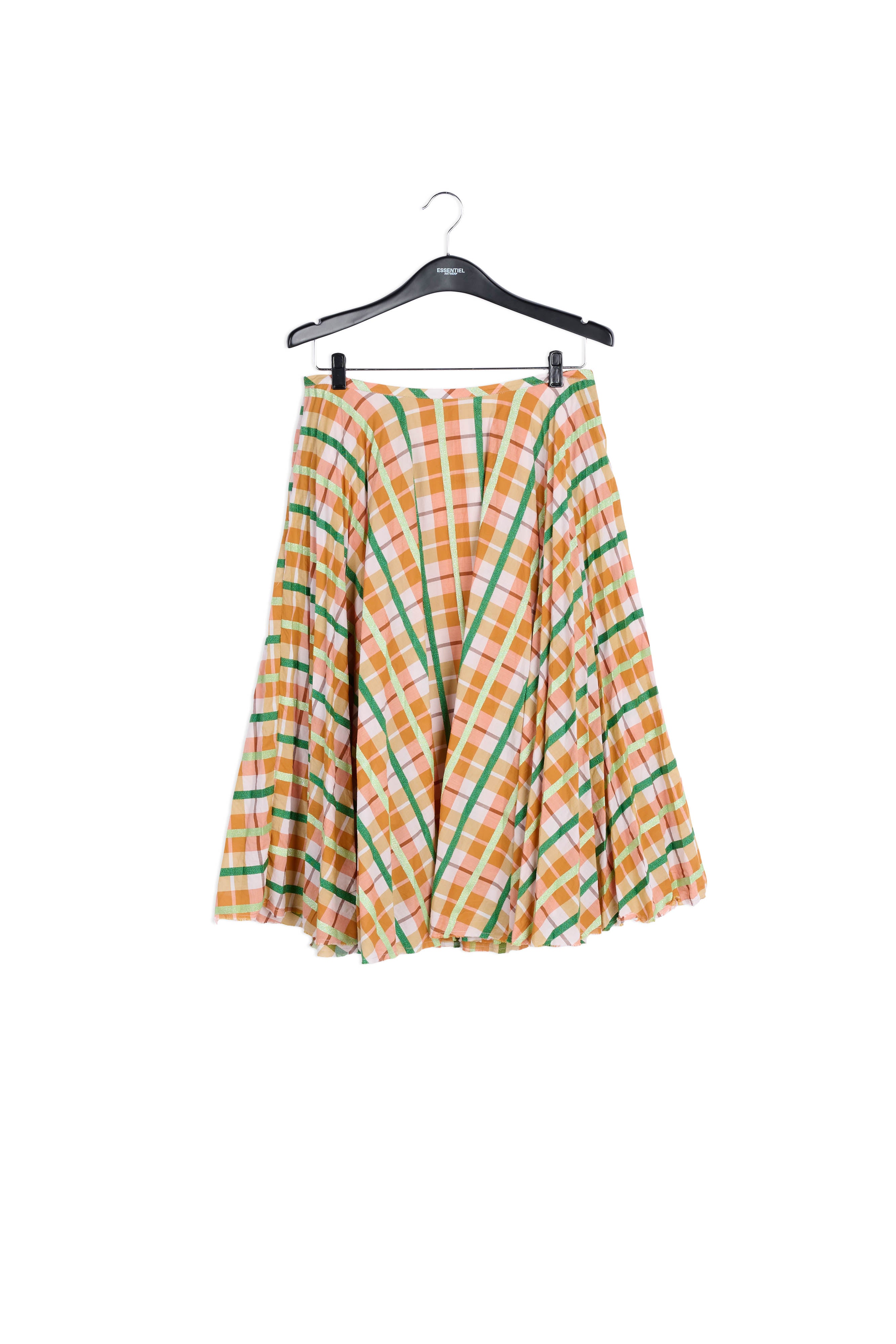 Jupe plissée tartan beige et bleu RE—SSENTIEL | Essentiel second hand