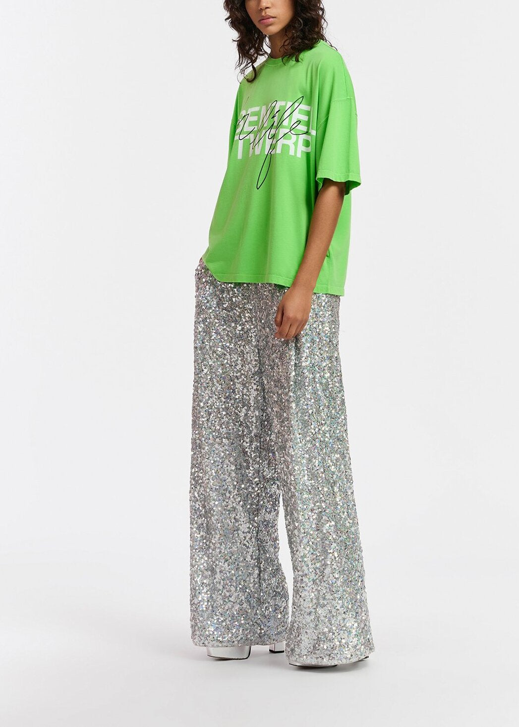 Green organic cotton T-shirt with logo print RE—SSENTIEL | Essentiel second hand