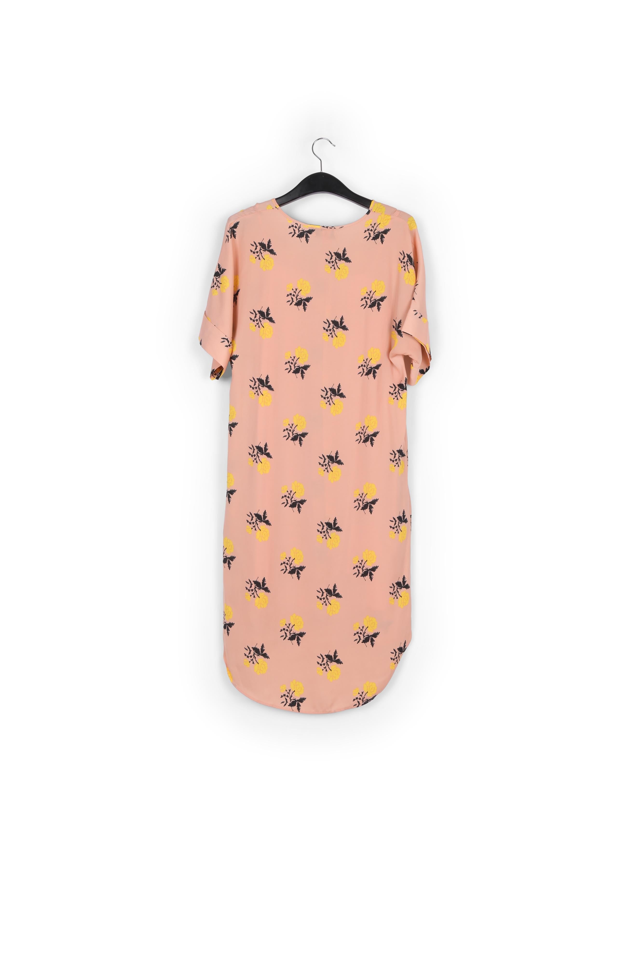 Peach floral print dress with curved hem RE—SSENTIEL | Essentiel second hand