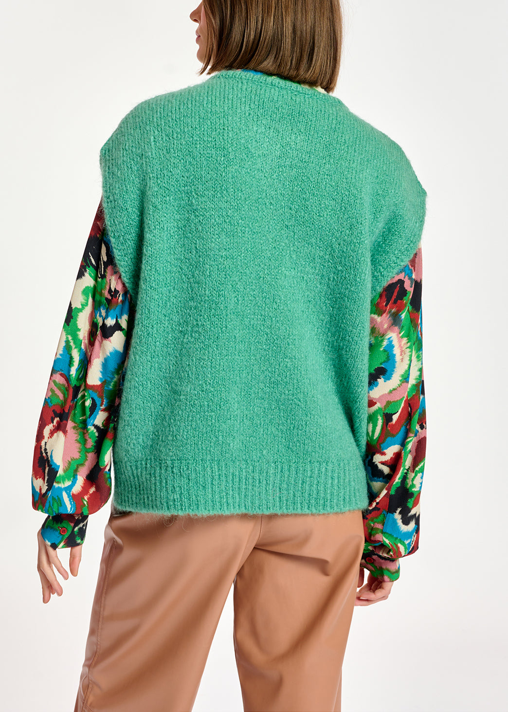 Teal sleeveless mohair-blend cardigan RE—SSENTIEL | Essentiel second hand