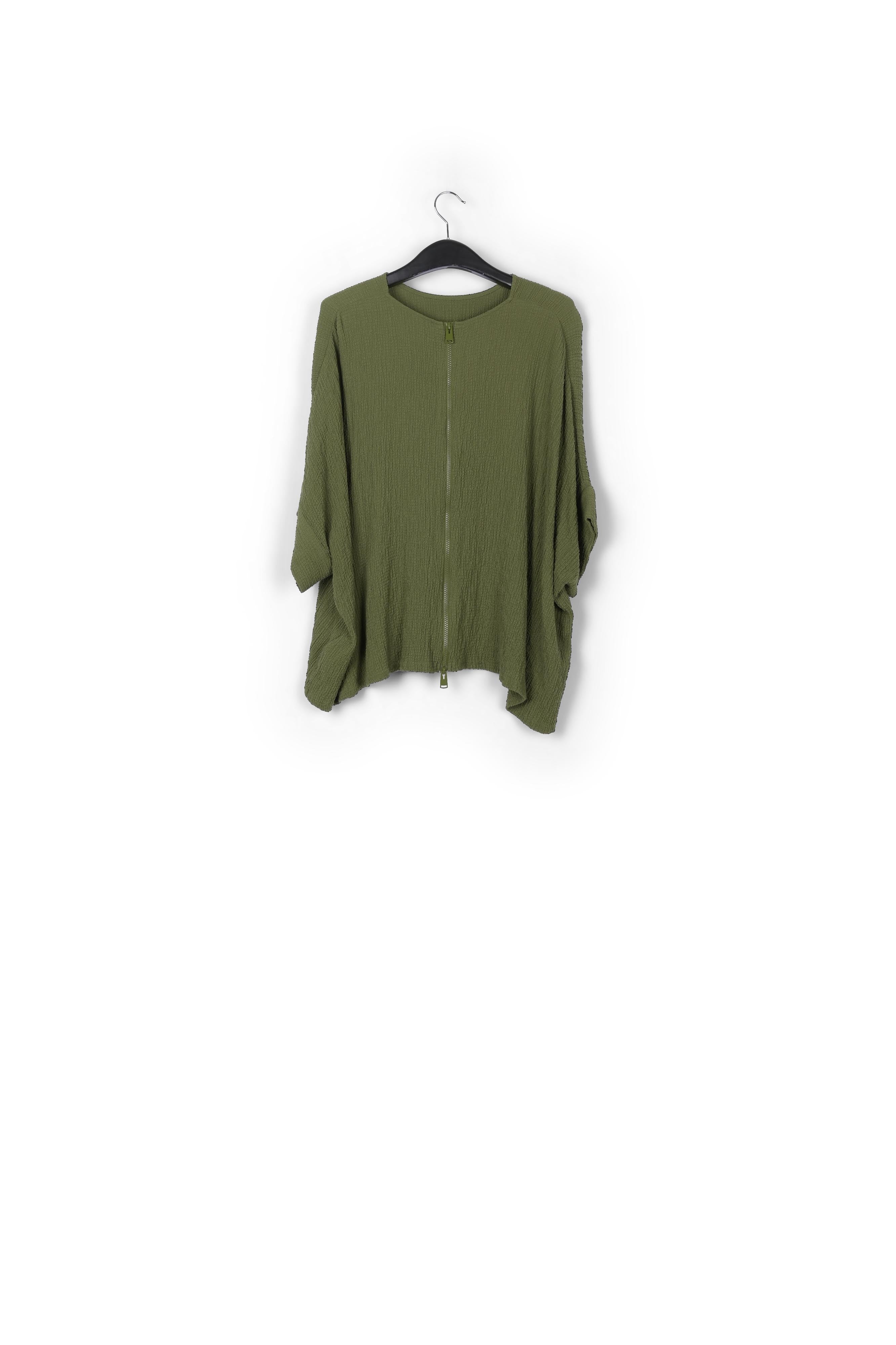 Khaki oversized seersucker top RE—SSENTIEL | Essentiel second hand