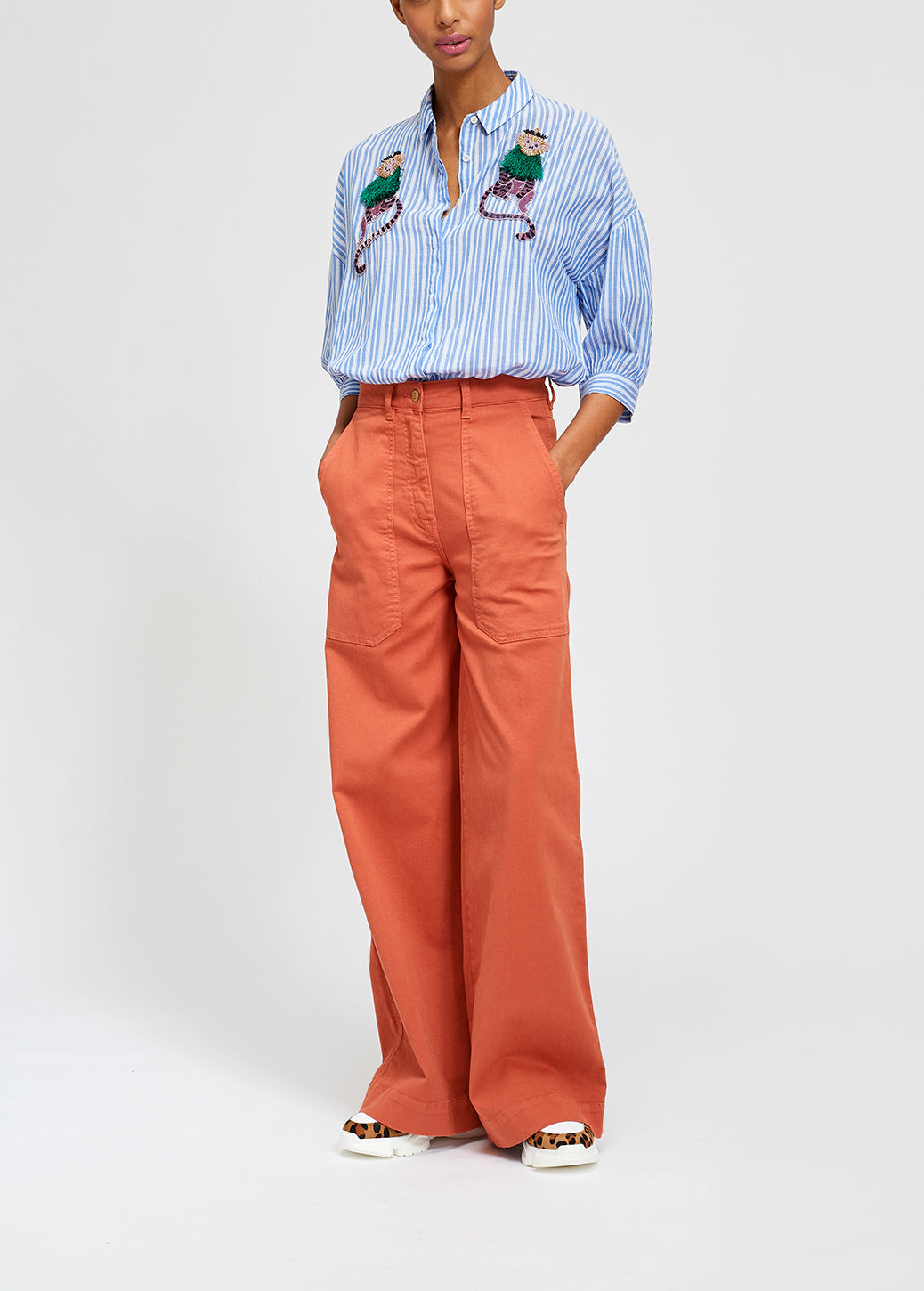 Striped shirt with monkey embroidery RE—SSENTIEL | Essentiel second hand