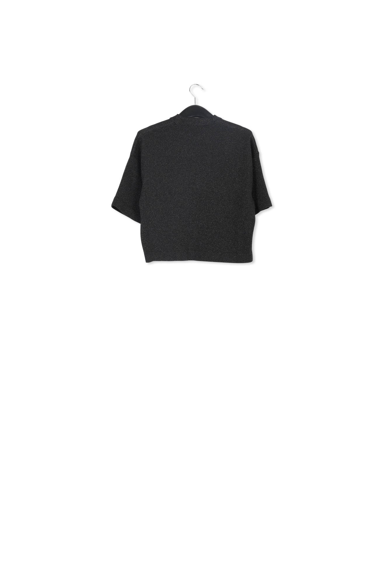 Black lurex short-sleeved sweater RE—SSENTIEL | Essentiel second hand
