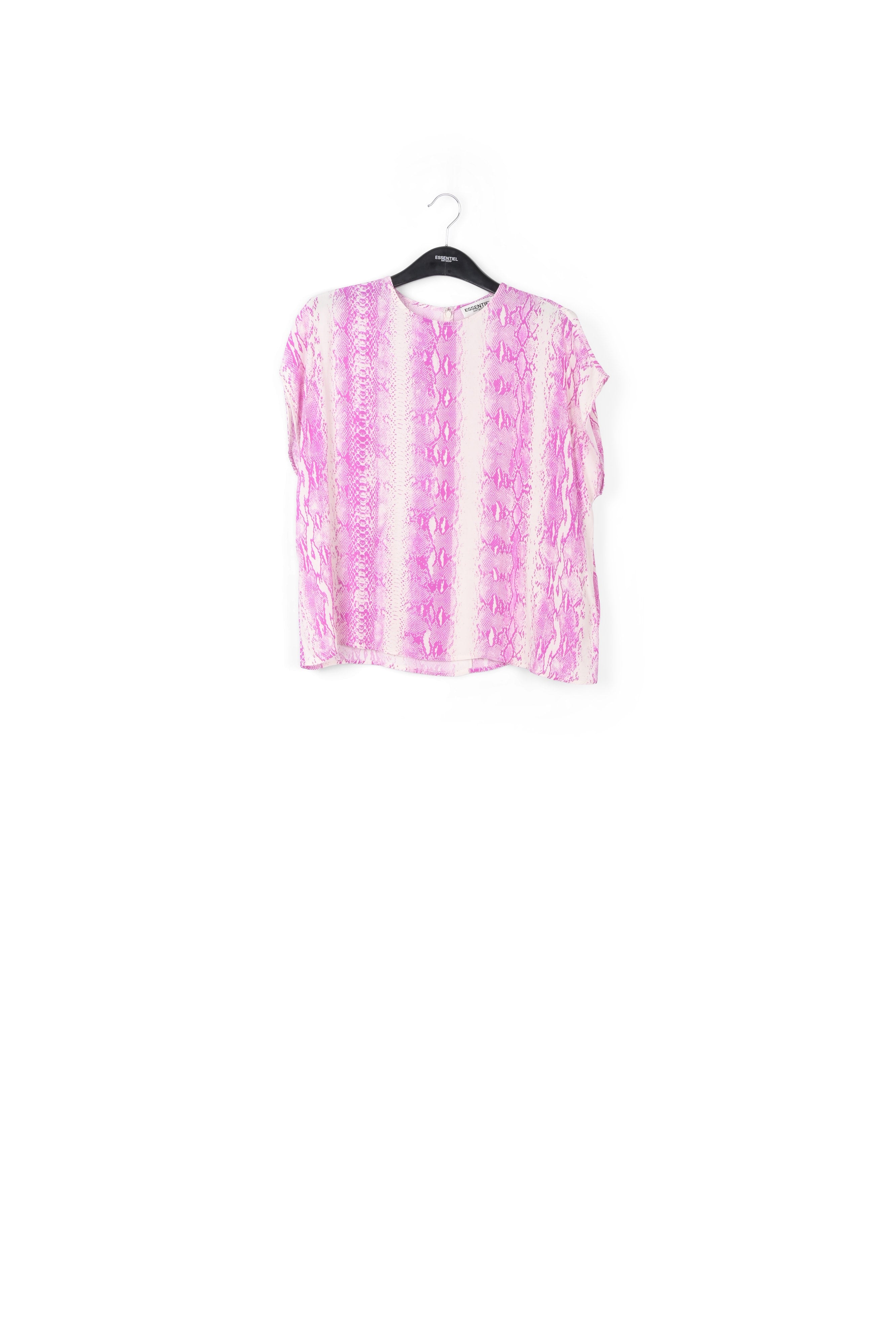 White and purple snake-print short-sleeved top RE—SSENTIEL | Essentiel second hand
