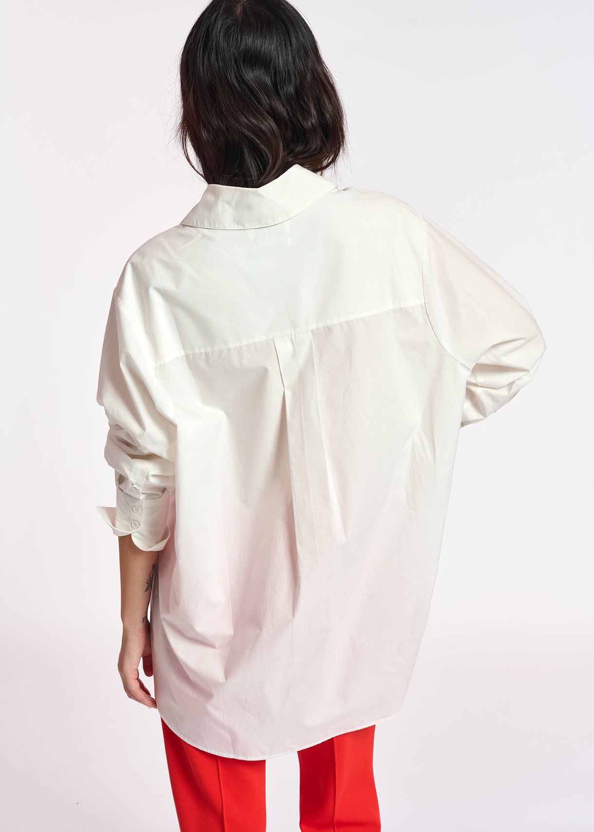 White oversized-fit cotton shirt RE—SSENTIEL | Essentiel second hand