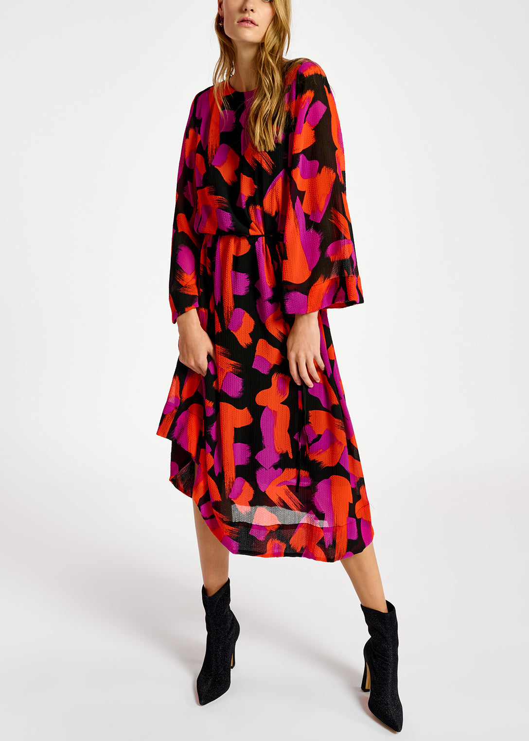 Black, orange and purple abstract-print maxi dress RE—SSENTIEL | Essentiel second hand