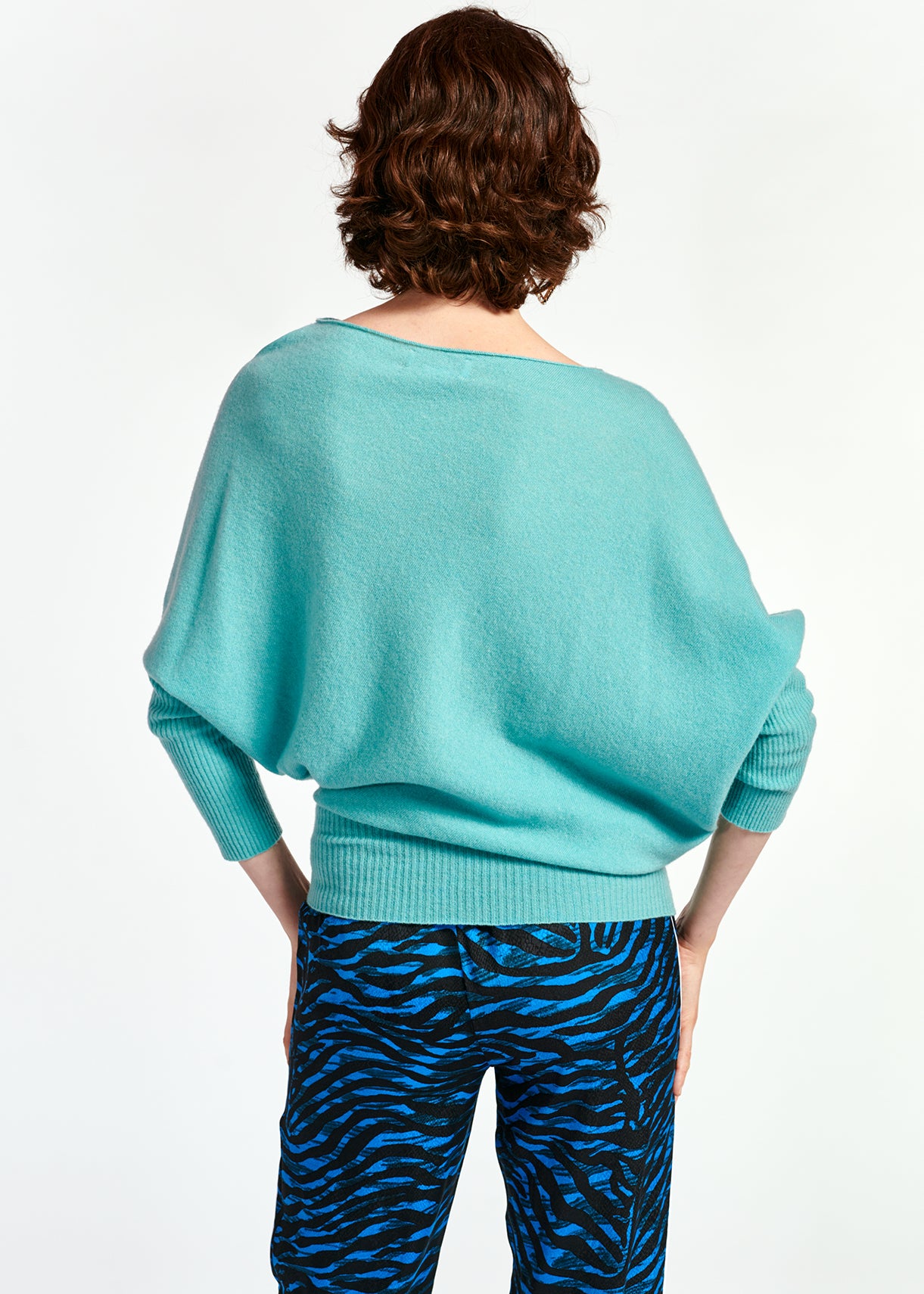 Blue asymmetric knitted oversized sweater RE—SSENTIEL | Essentiel second hand