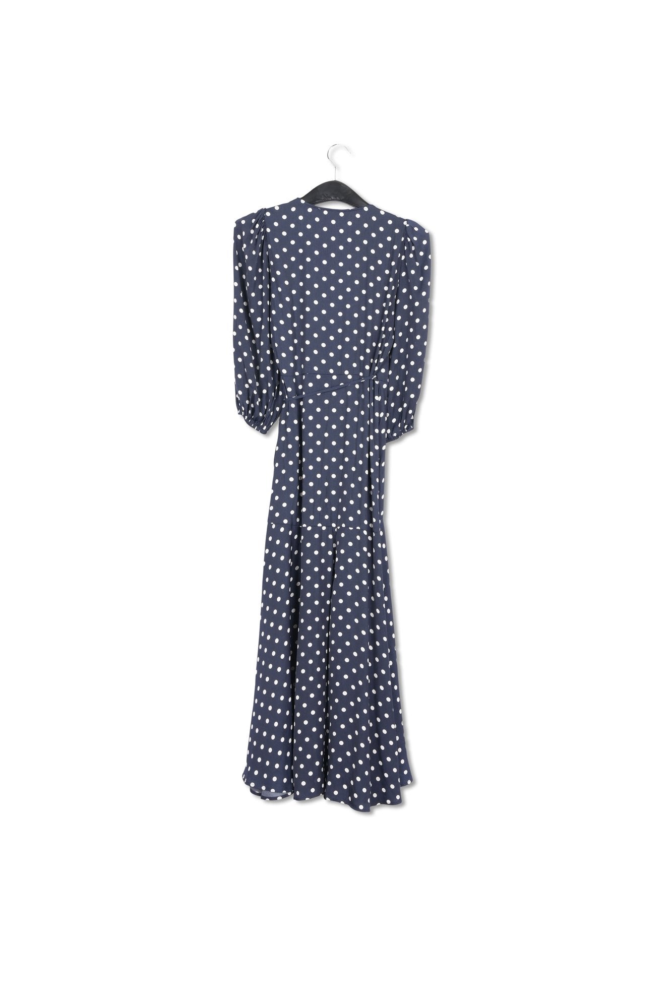 Dark blue polka dot wrap maxi dress RE—SSENTIEL | Essentiel second hand
