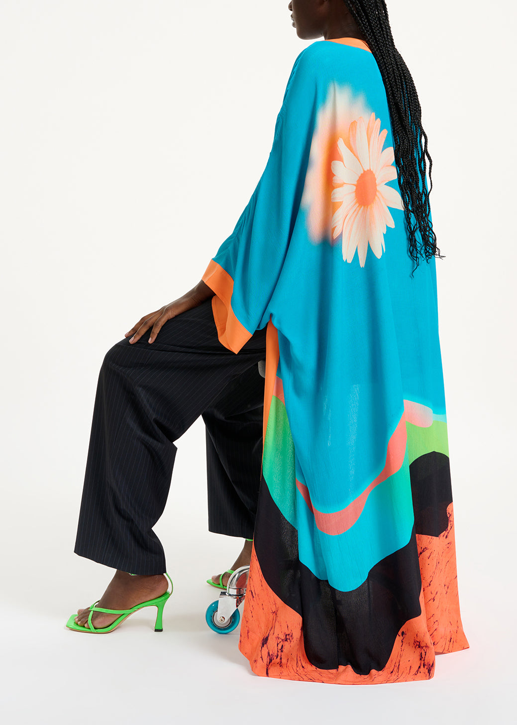 Blue kimono with graphic print RE—SSENTIEL | Essentiel second hand