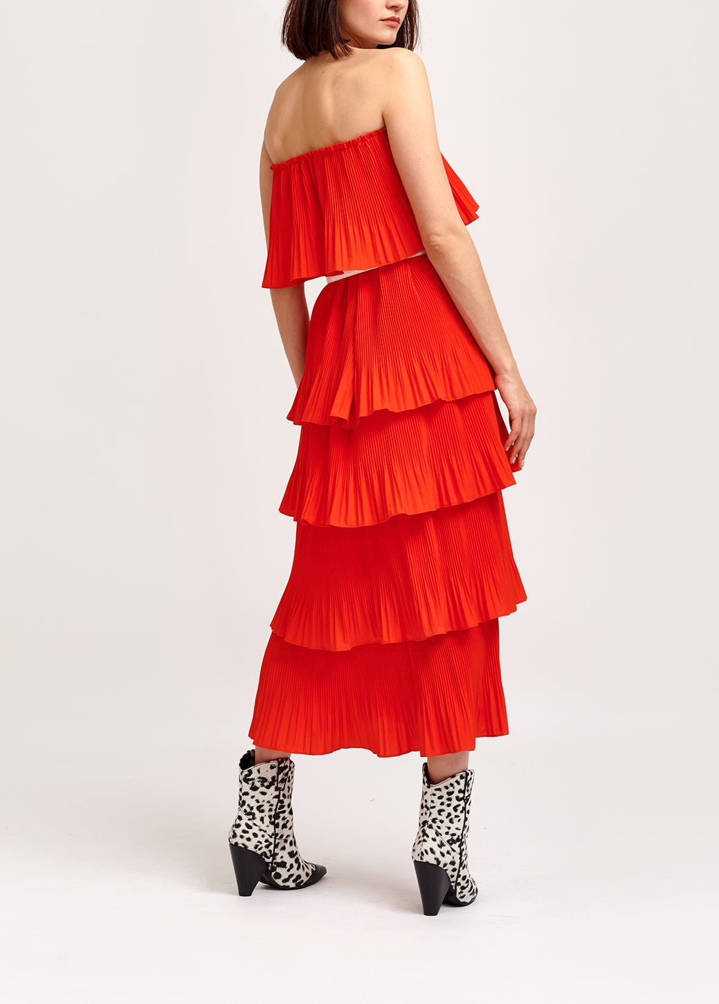 Orange tiered strapless dress RE—SSENTIEL | Essentiel second hand