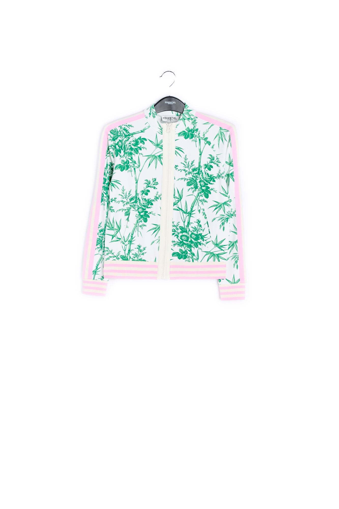 Classic green and white print tracksuit jacket RE—SSENTIEL | Essentiel second hand