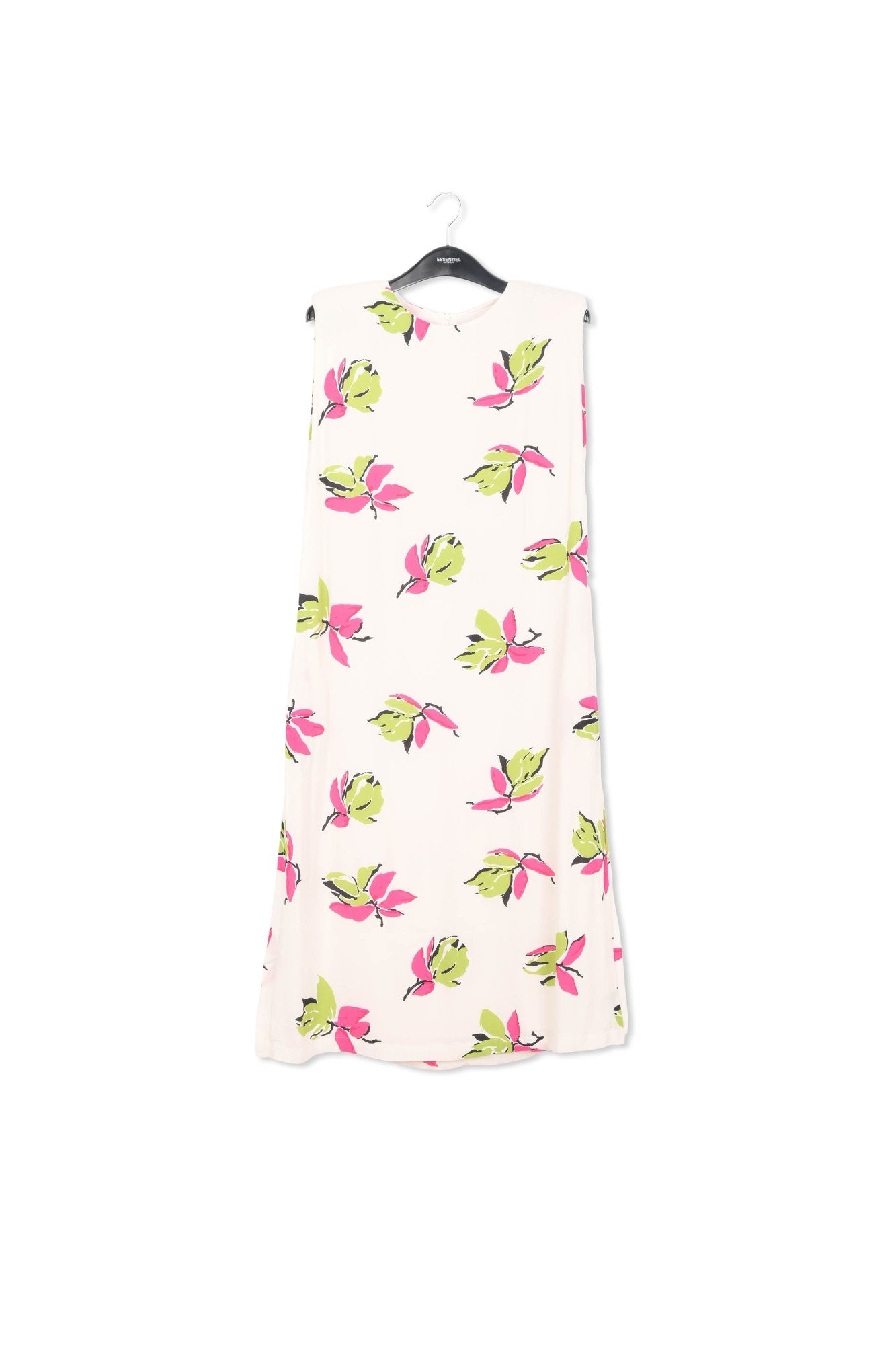 Robe midi blanc cassé à fleurs avec épaulettes RE—SSENTIEL | Essentiel second hand