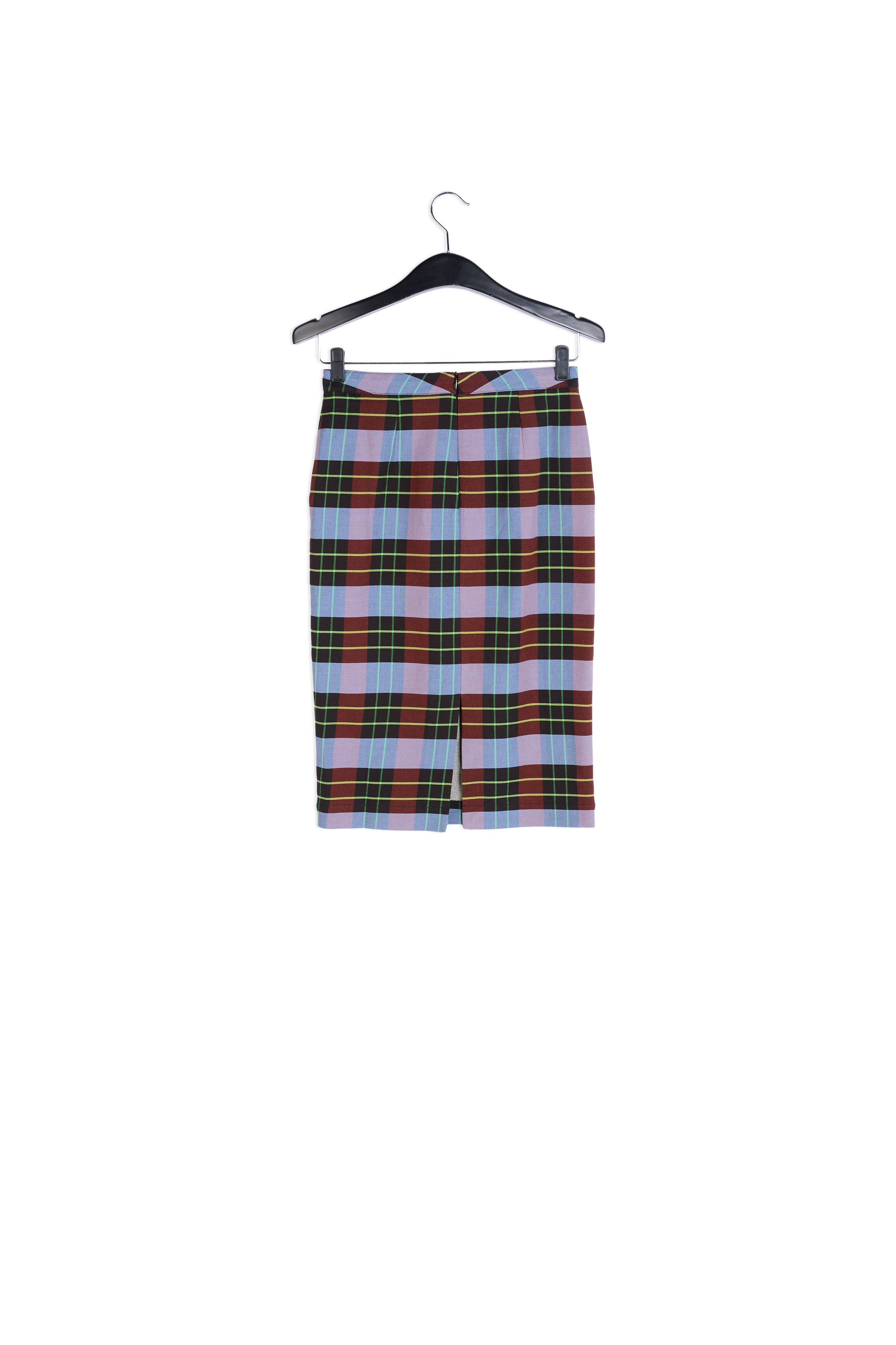 Light blue, burgundy and black plaid midi skirt RE—SSENTIEL | Essentiel second hand
