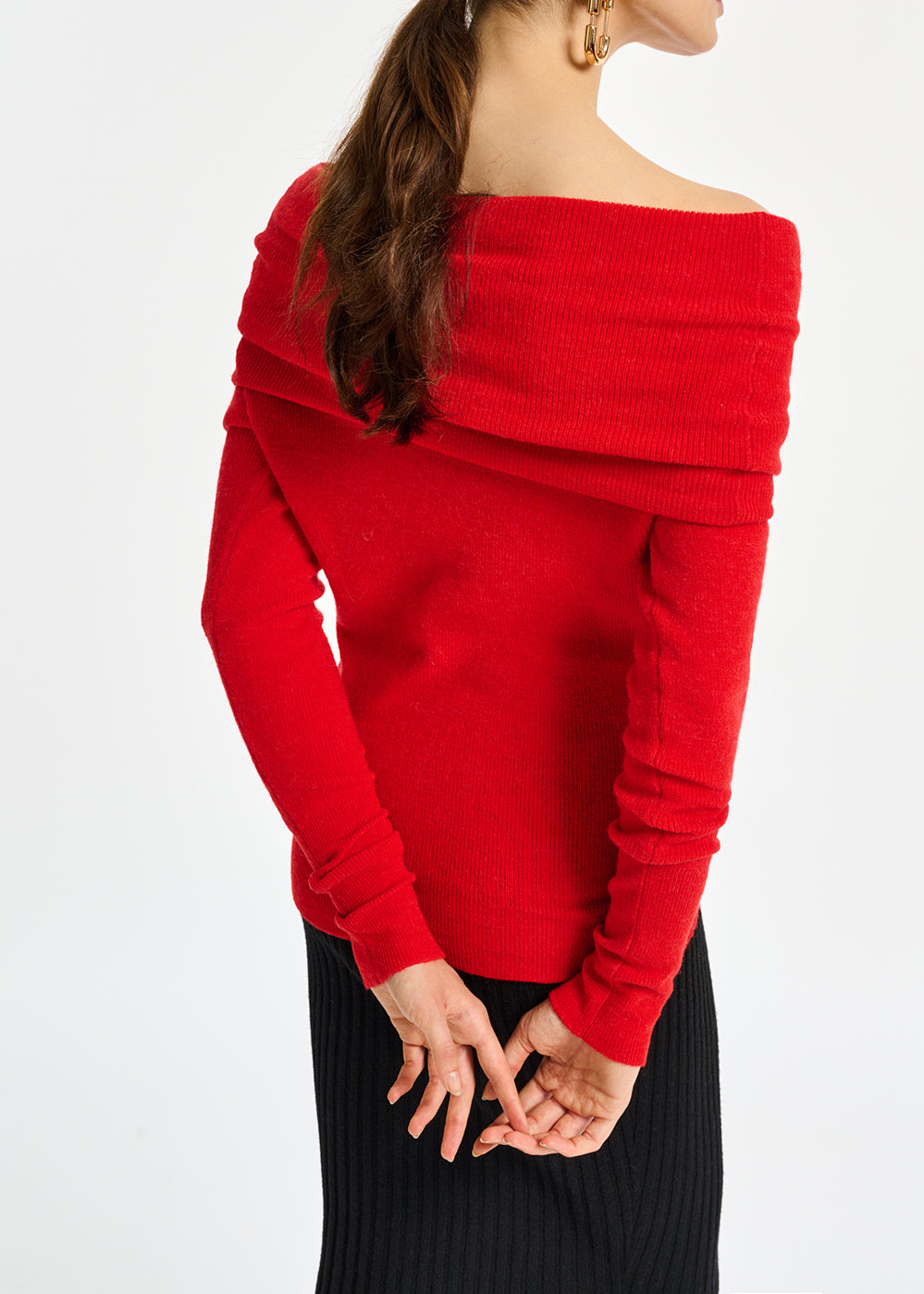 Red off-the-shoulder knit sweater RE—SSENTIEL | Essentiel second hand