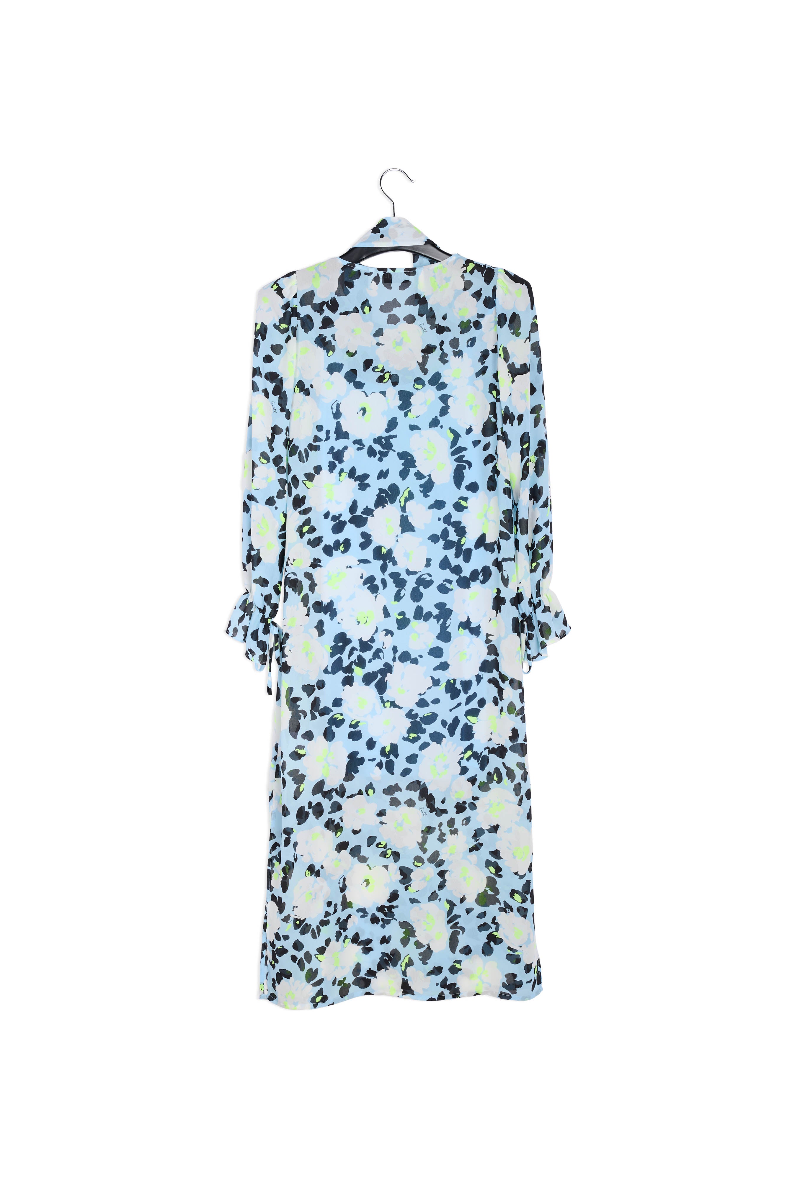 Robe midi bleu pâle à fleurs avec ceinture RE—SSENTIEL | Essentiel second hand