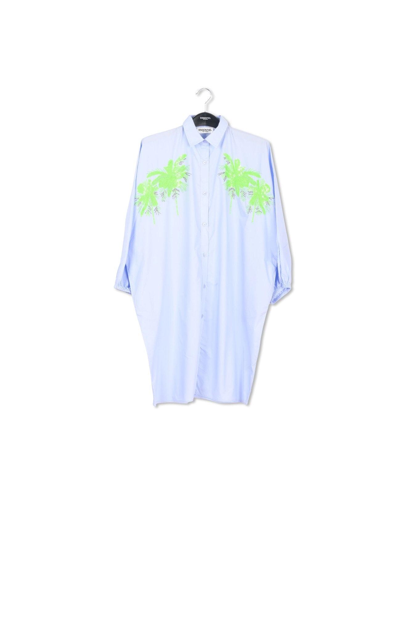 Light blue cotton mini shirt dress with embroidery RE—SSENTIEL | Essentiel second hand